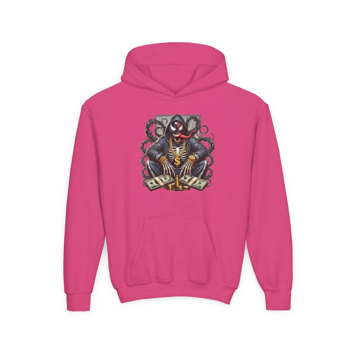 Youth Hoodie — Be Unique Be Urself Graphic Hoodie with Octopus Skull Design
