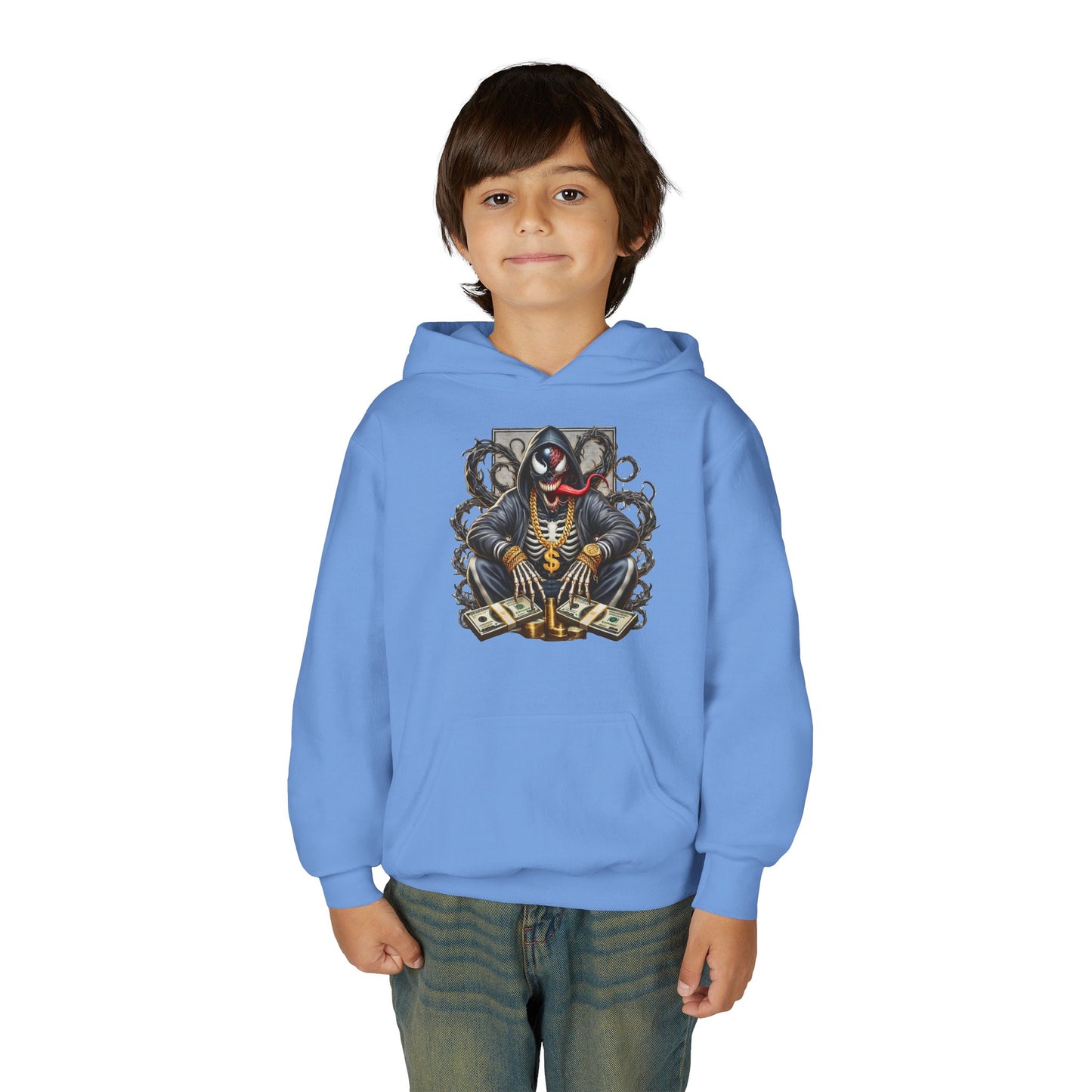 Youth Hoodie — Be Unique Be Urself Graphic Hoodie with Octopus Skull Design