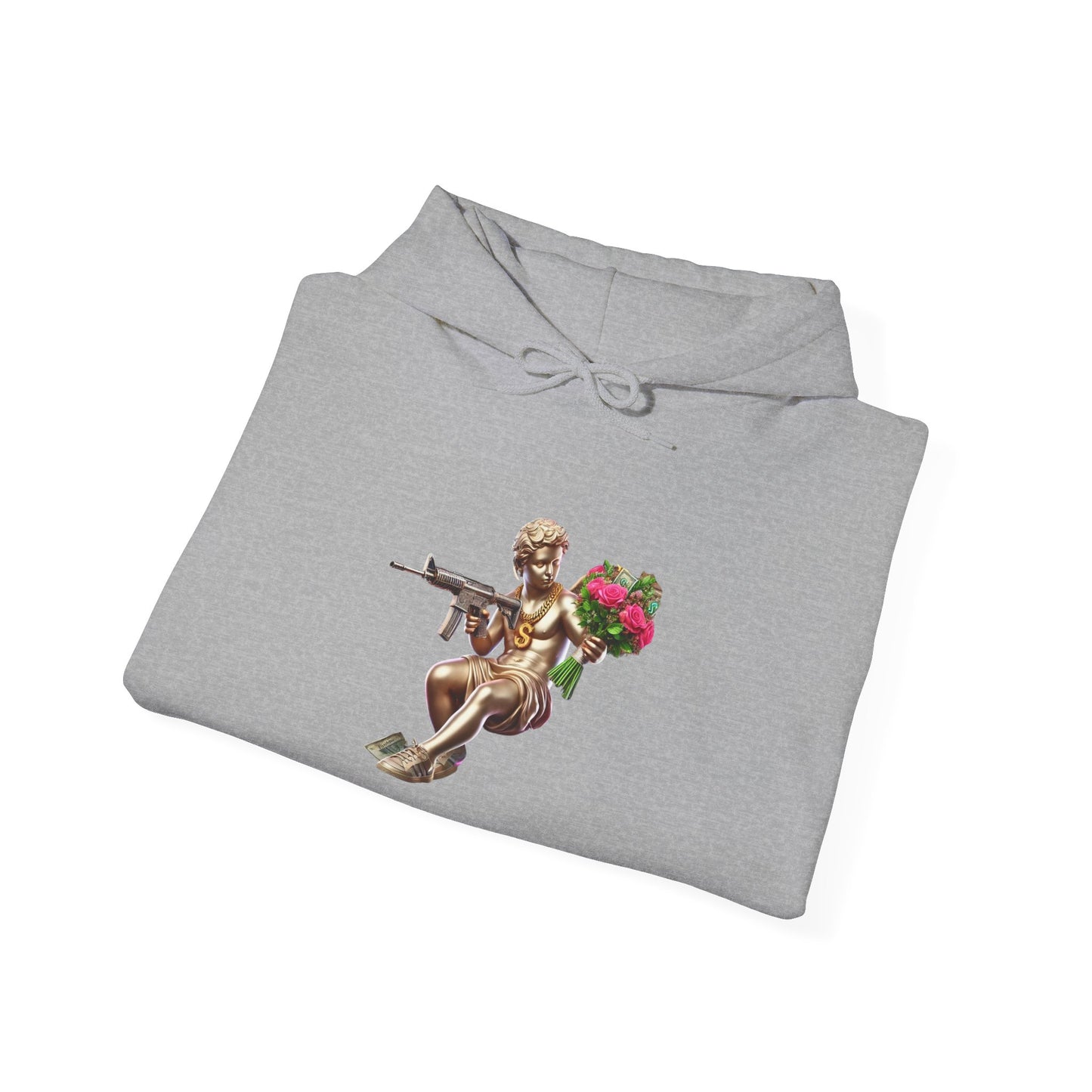 Hoodie — Cherub with Roses Design, 'Be True, Be Yourself' Inspirational Streetwear