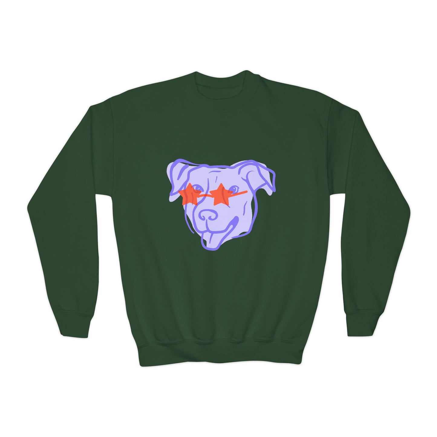 Youth Crewneck Sweatshirt with Playful Dog Design | Perfect for Pet Lovers, Everyday Comfort, Gift Idea, Unique Style, Trendy Apparel
