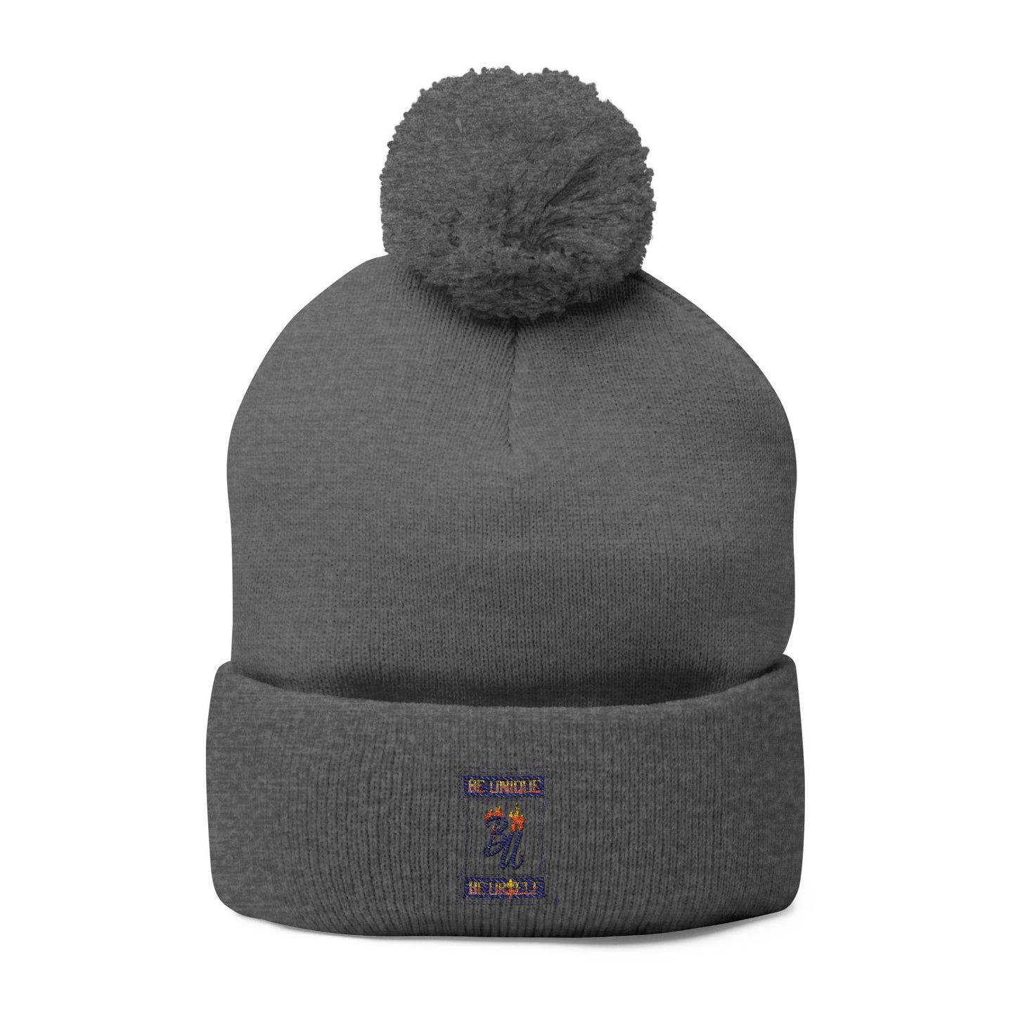 Cozy Pom-Pom Knit Cap with Unique Embroidery, Winter Hat, Beanie for Men & Women, Gift for Him/Her, Perfect for Outdoor Activities