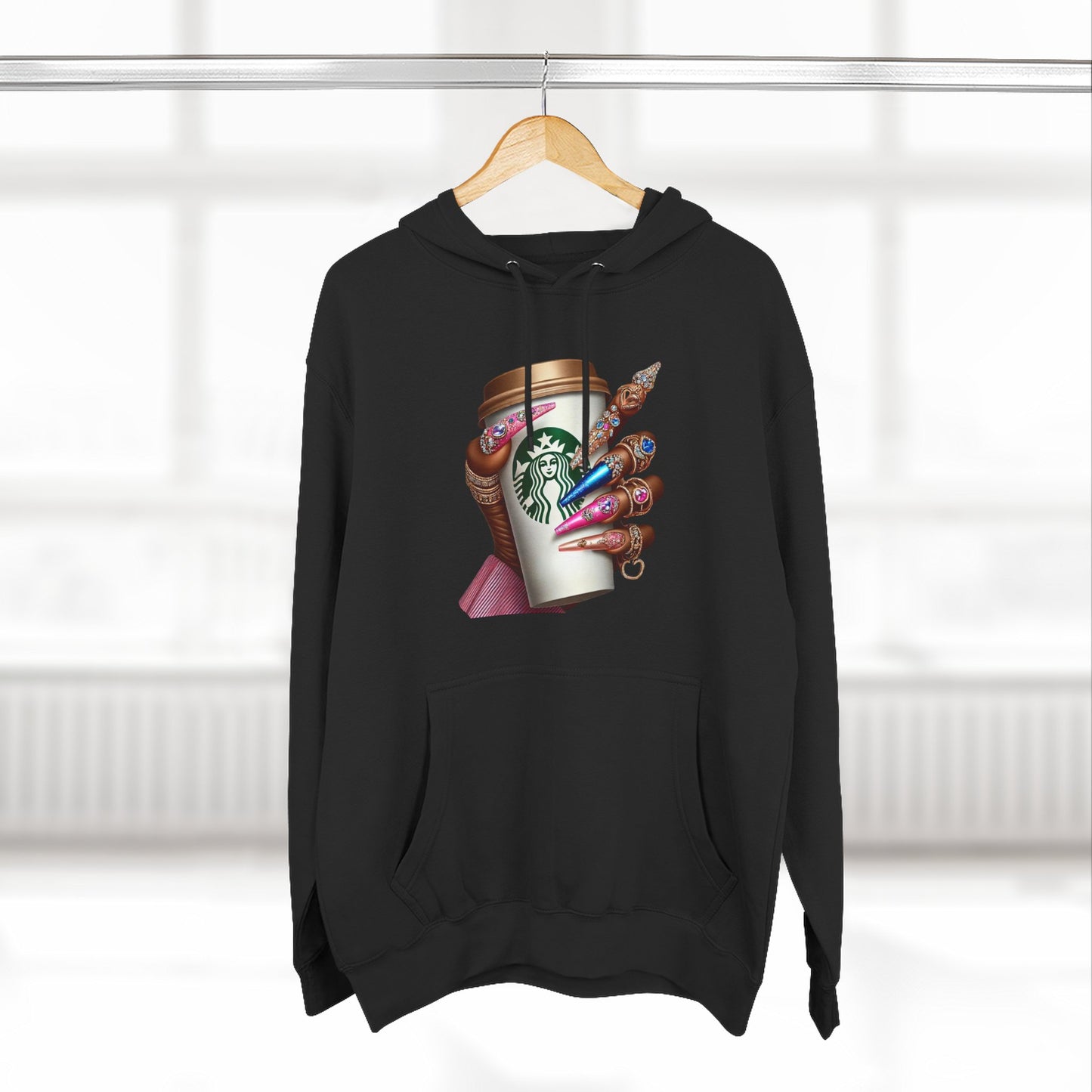 Artistic Coffee Lover's Fleece Hoodie