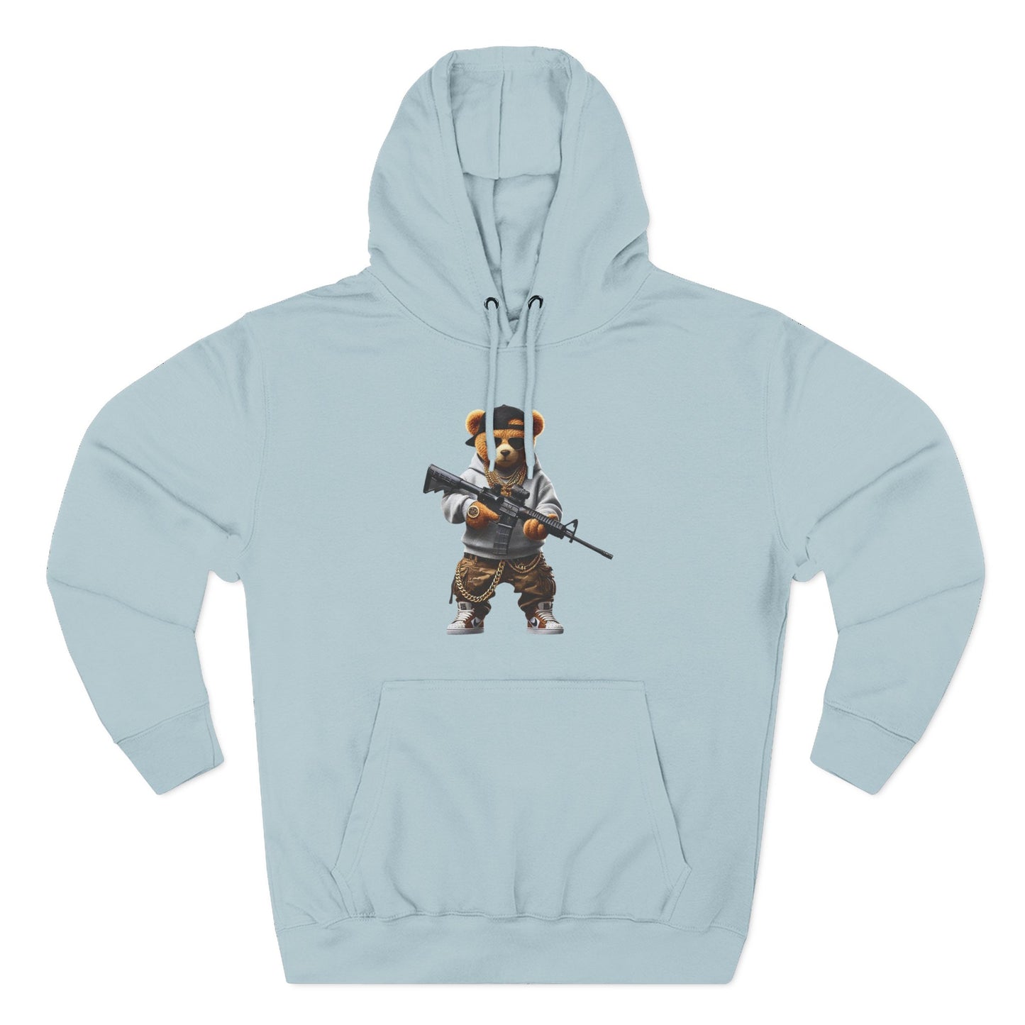 Be Unique Be Urself Hoodie — Cute Bear Soldier Graphic Fleece Pullover