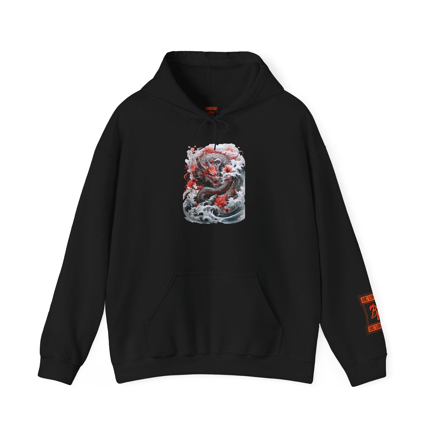 Dragon Wave Hoodie — Japanese Ink Koi Dragon Graphic Hooded Sweatshirt