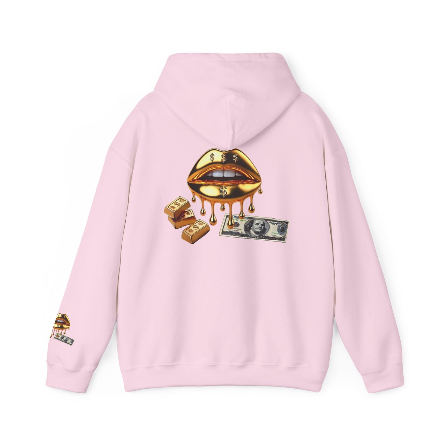 Hoodie — Golden Drip Lips & Money Graphic Pullover