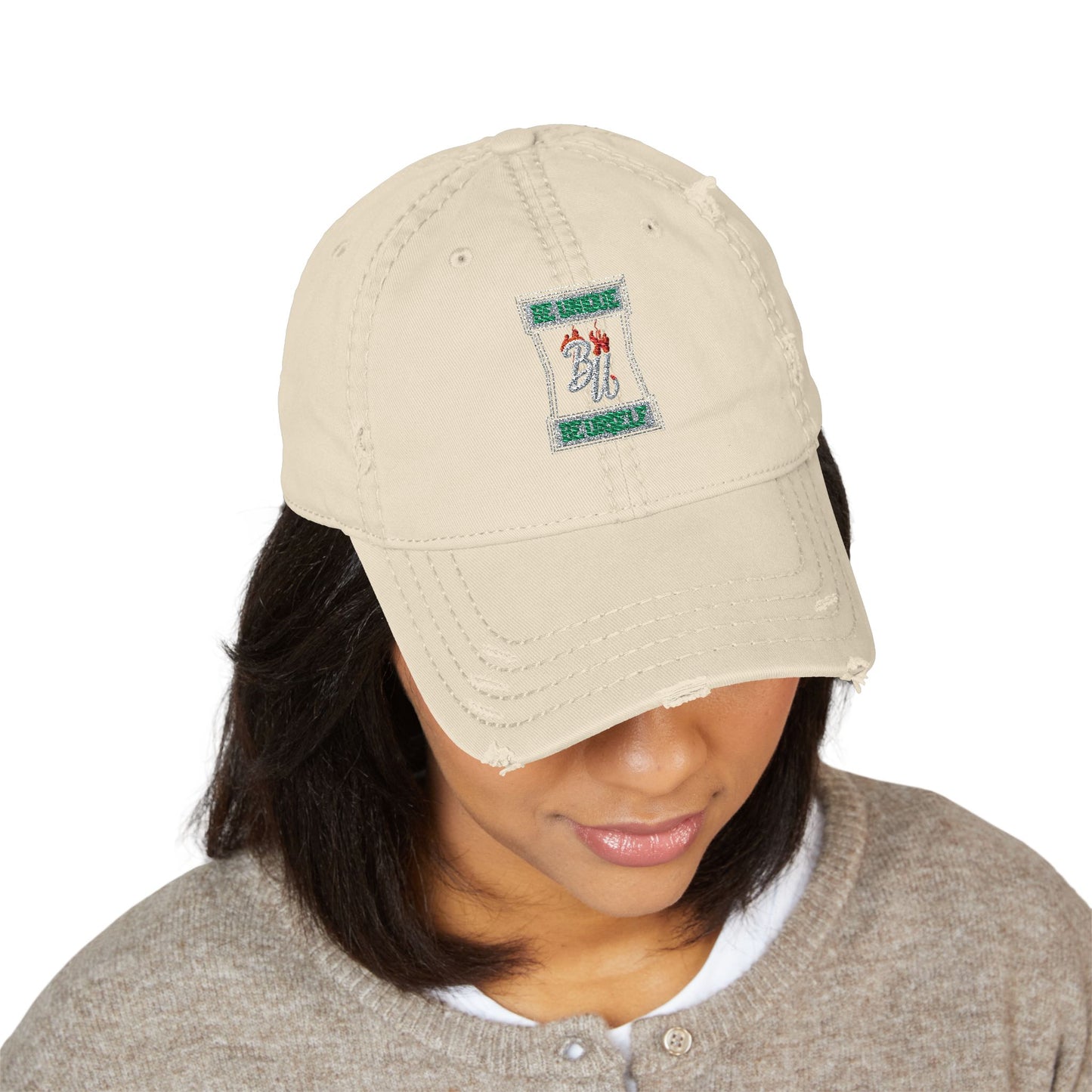 Embroidered Distressed Dad Hat — Retro Patch Logo Cap