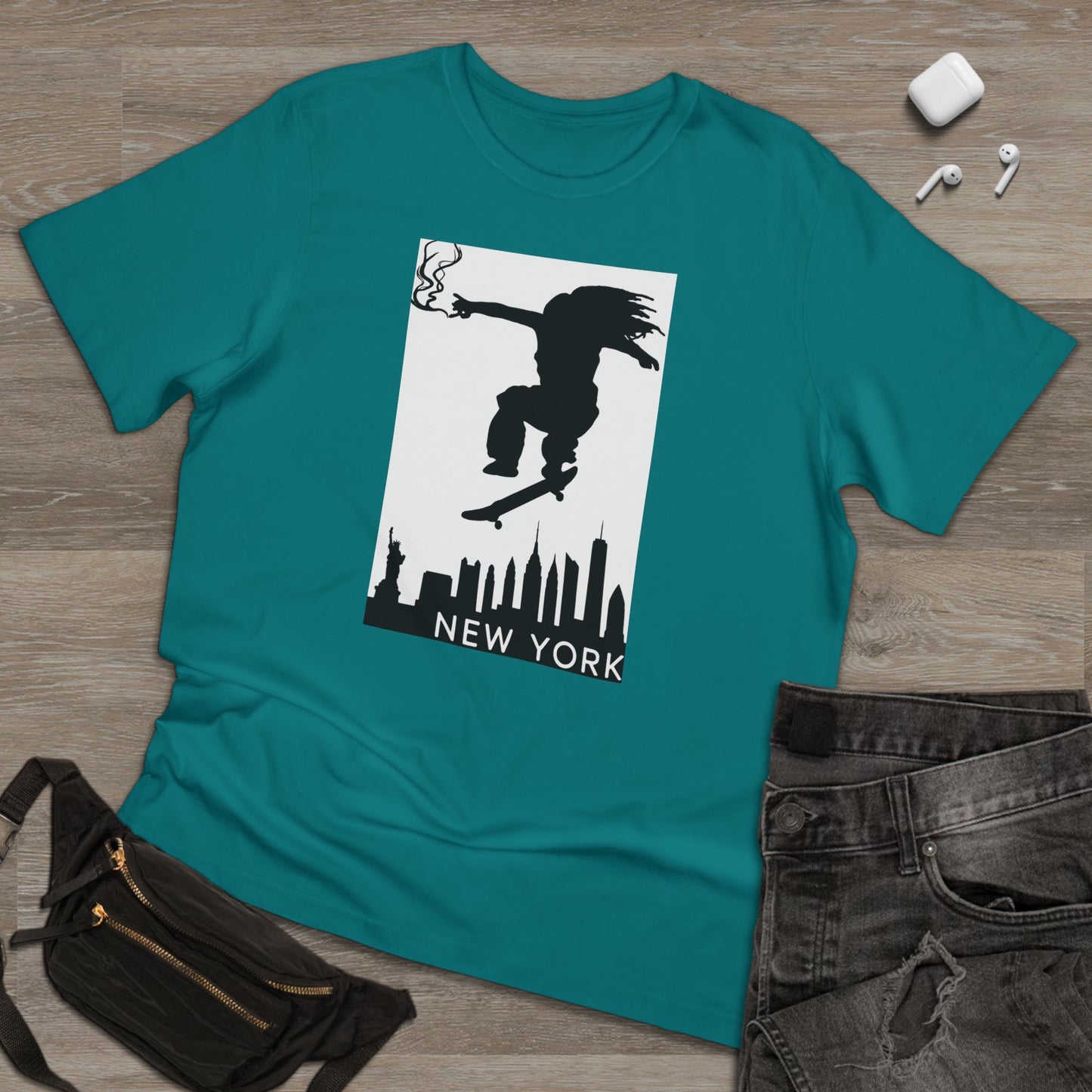New York City Skater T-shirt, Urban Style Tee, Streetwear Shirt, Skateboarder Apparel, NYC Vibes Fashion