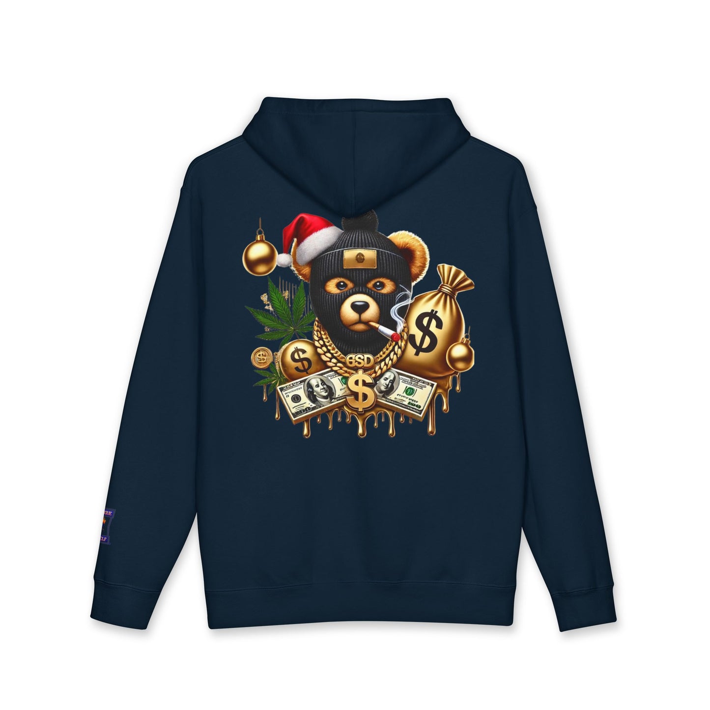 Festive Bear Hoodie: Unisex Heavyweight Sweatshirt with Holiday Vibe, Bear Design, Christmas Gift, Cozy Attire, Streetwear Style