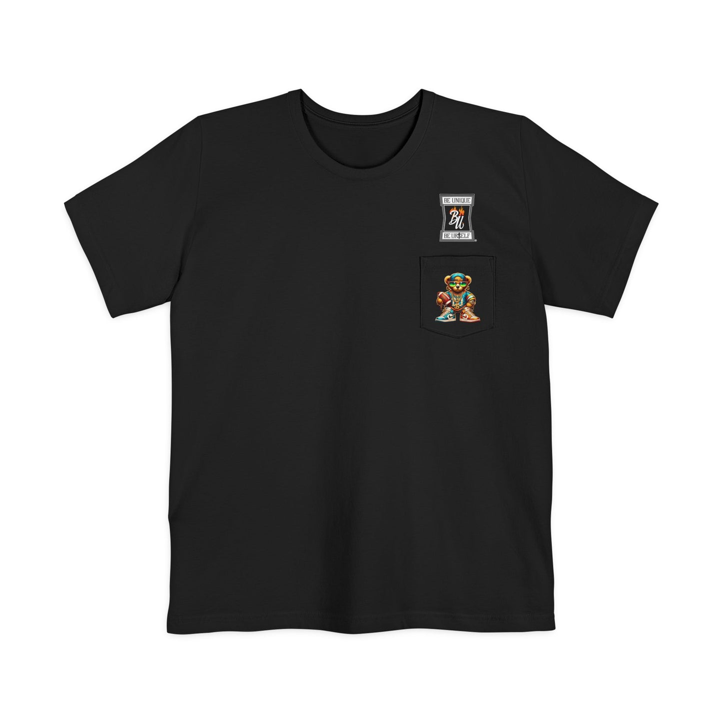 Trendy Hip-Hop Bear Pocket T-Shirt | Unisex Streetwear Tee | Cool Graphic Tee for Sports Lovers | Gift for Teens & Athletes