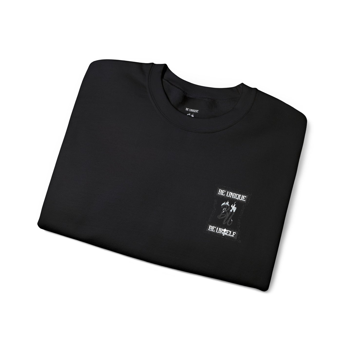 Minimalist White Crewneck Sweatshirt with Small Chest & Sleeve Graphic