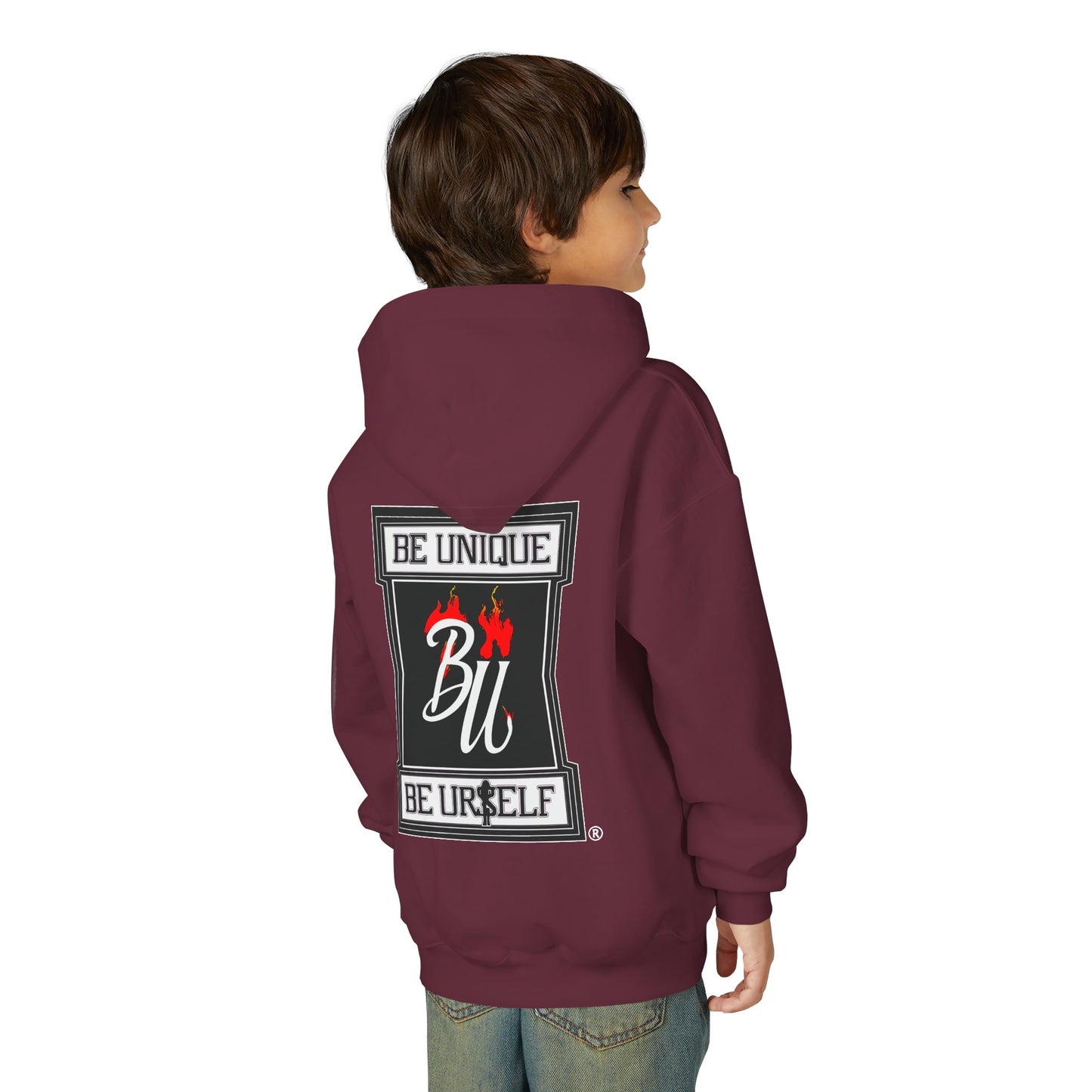 Youth Hoodie — Be Unique Be Urself Graphic Hoodie with Octopus Skull Design