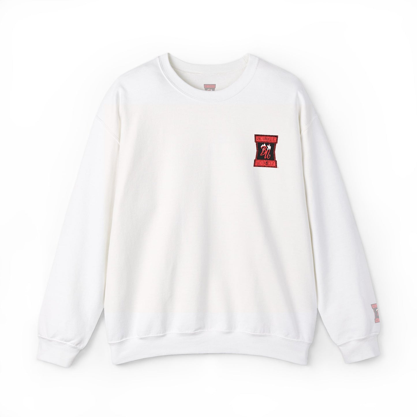 Black Crewneck Sweatshirt with Red Floral Skull Patch – Gothic Streetwear