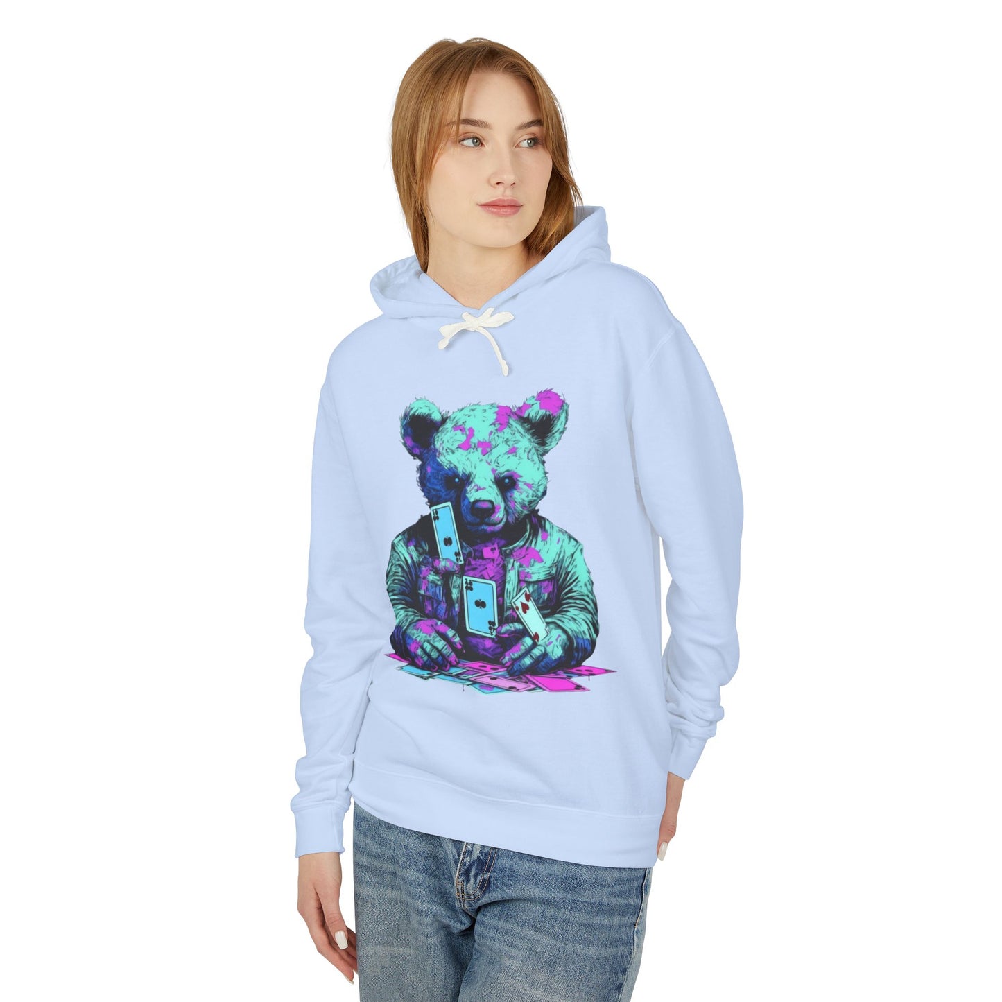 Colorful Bear Graphic Hoodie for Trendy Casual Wear
