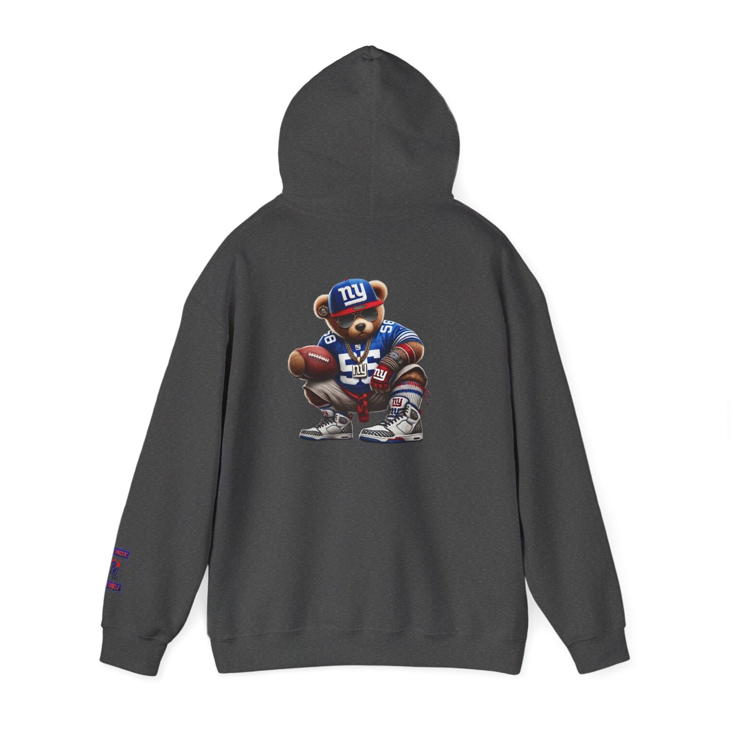 Football Bear Hoodie — Retro NYG Football Player Graphic Sweatshirt