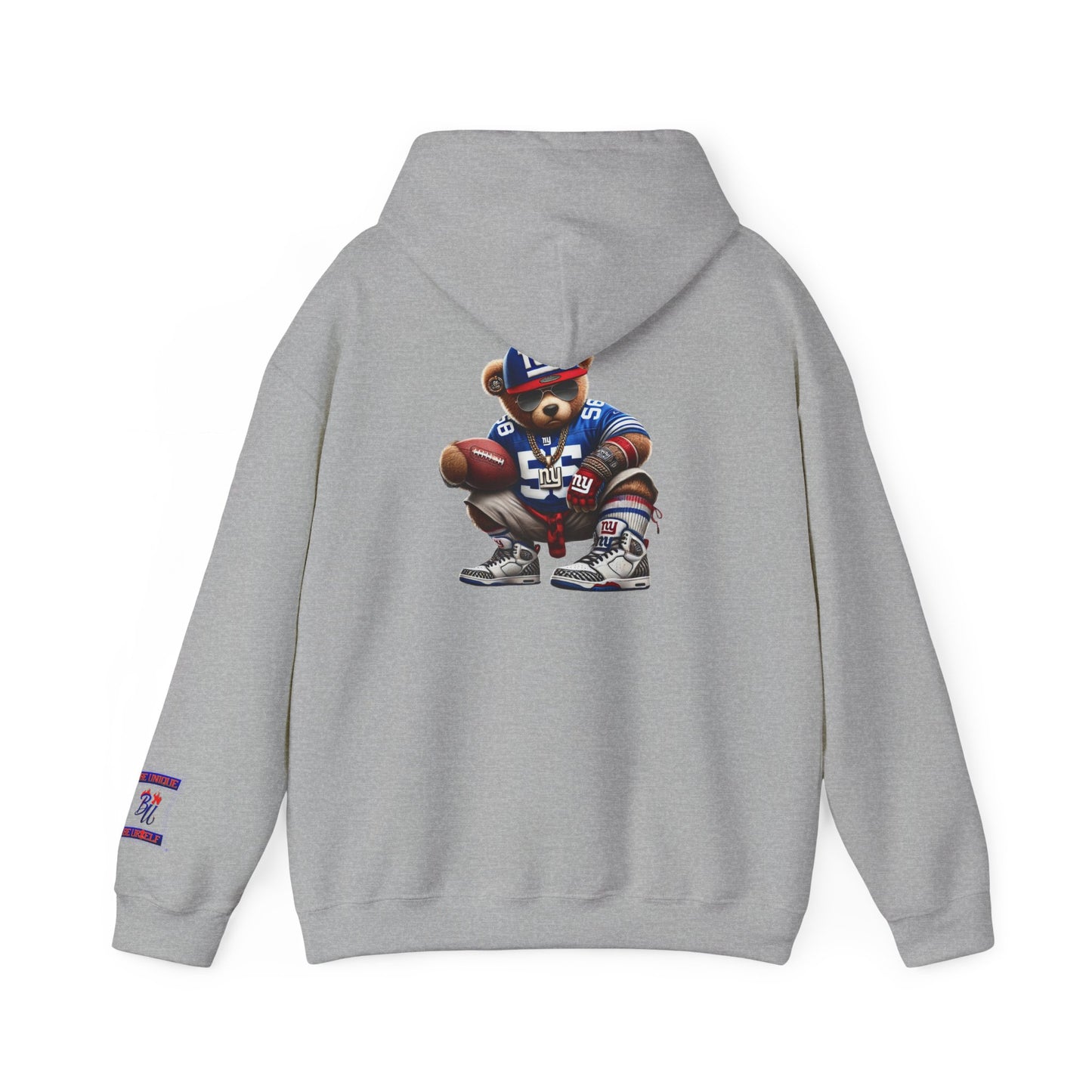 Football Bear Hoodie — Retro NYG Football Player Graphic Sweatshirt