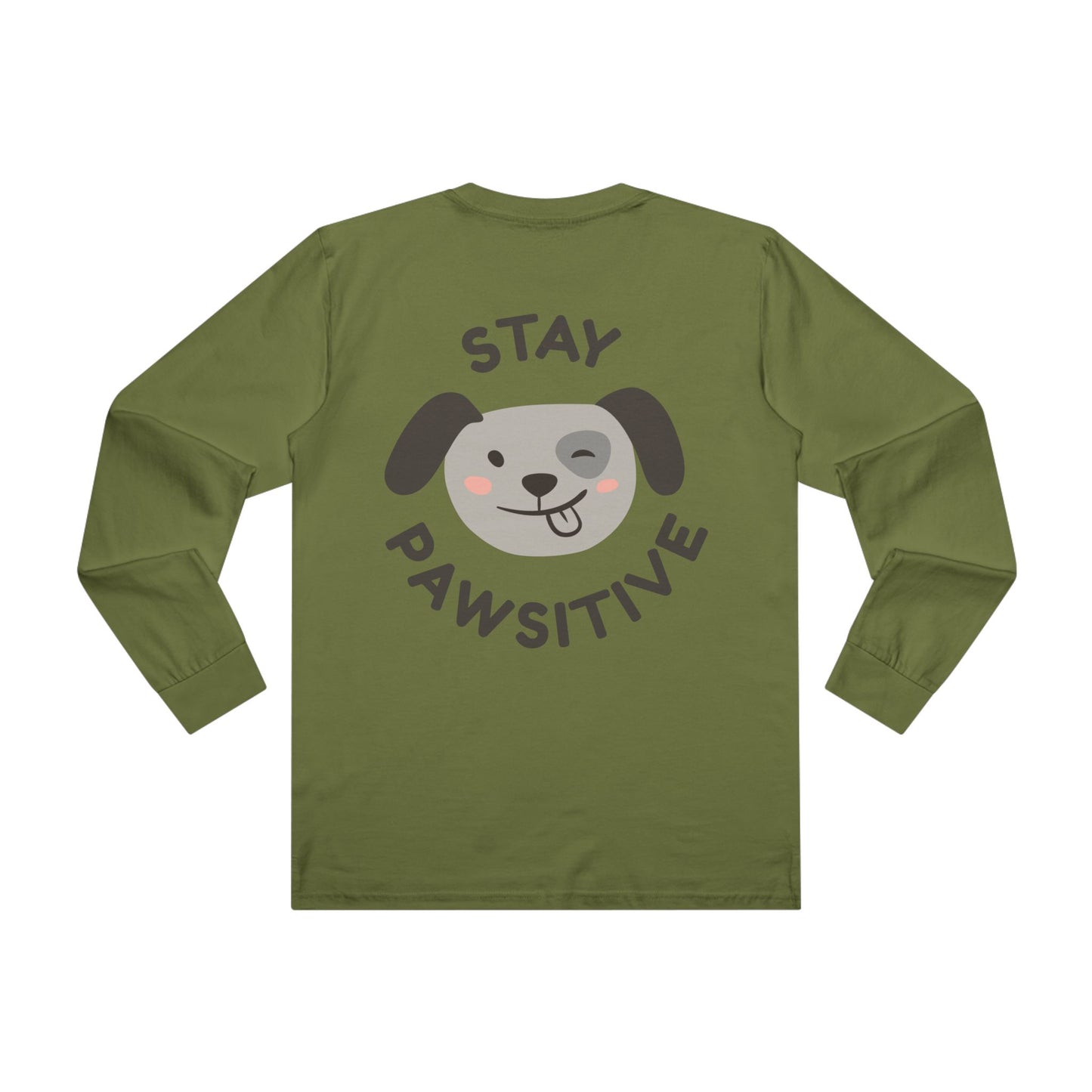 Stay Pawsitive Men's Longsleeve Tee, Dog Lover's Shirt, Gift for Pet Owners, Cute Animal Shirt, Casual Everyday Wear