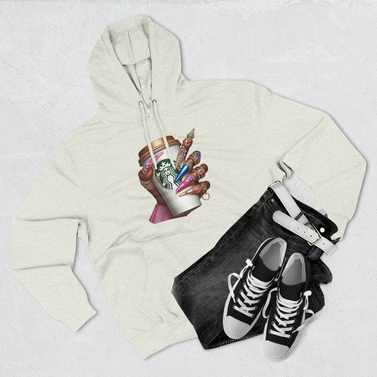 Artistic Coffee Lover's Fleece Hoodie