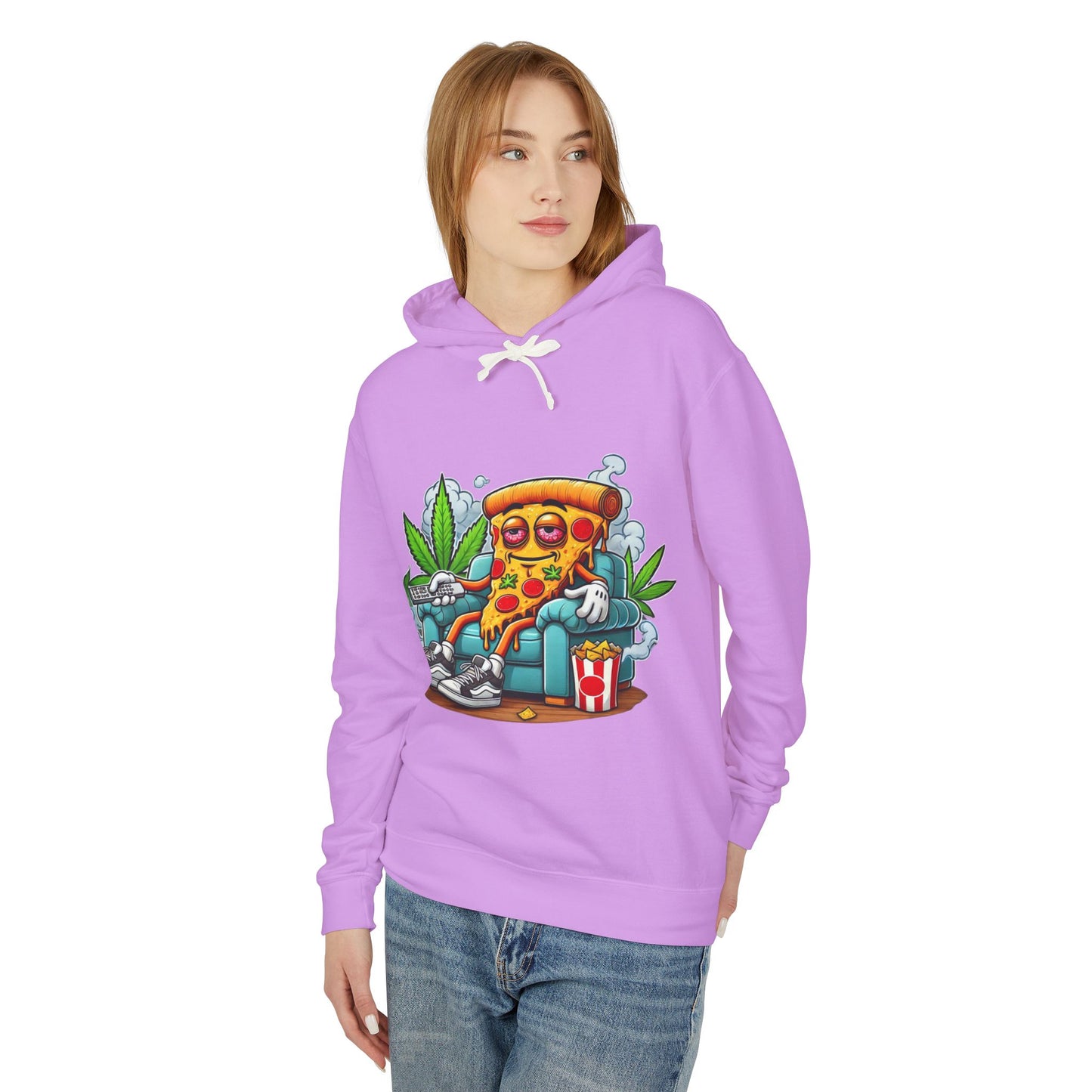Chill Pizza Vibes Hoodie, Unisex Hooded Sweatshirt, Relaxed Pizza Lover Gift, Stoner Apparel, Weekend Comfort Wear