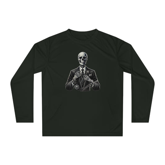 Stylish Skeleton Unisex Performance Long Sleeve Shirt - Gothic, Casual Wear, Halloween Shirt, Fitness Apparel, Graphic Tee