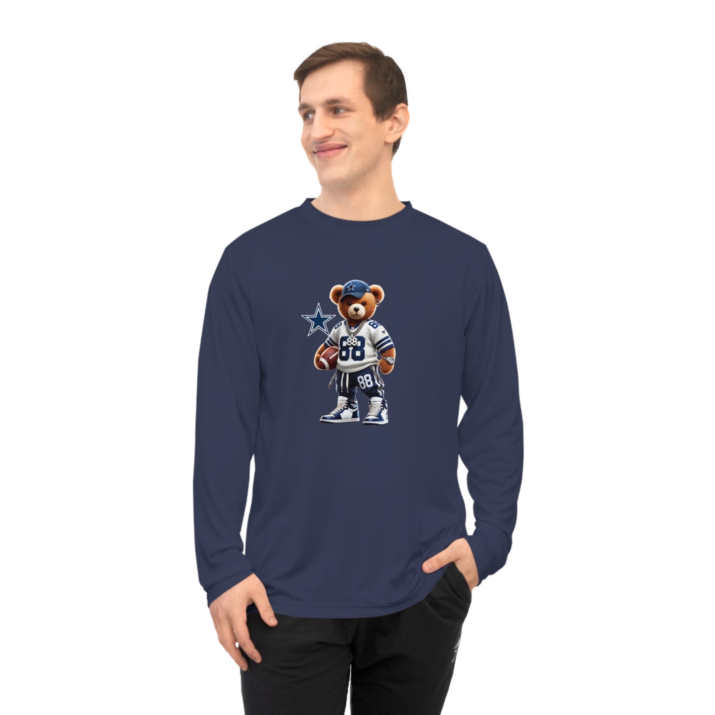Sporty Bear Long Sleeve Shirt - Unisex Performance Tee for Fans, Gym Wear, Gift for Sports Lovers, Casual Athleisure Top