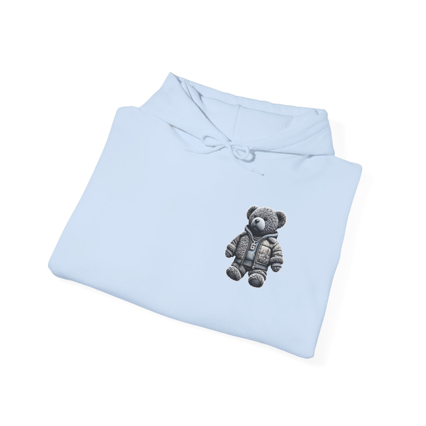 Teddy Bear Graphic Hoodie — Cozy Streetwear Pullover with Patch Detail