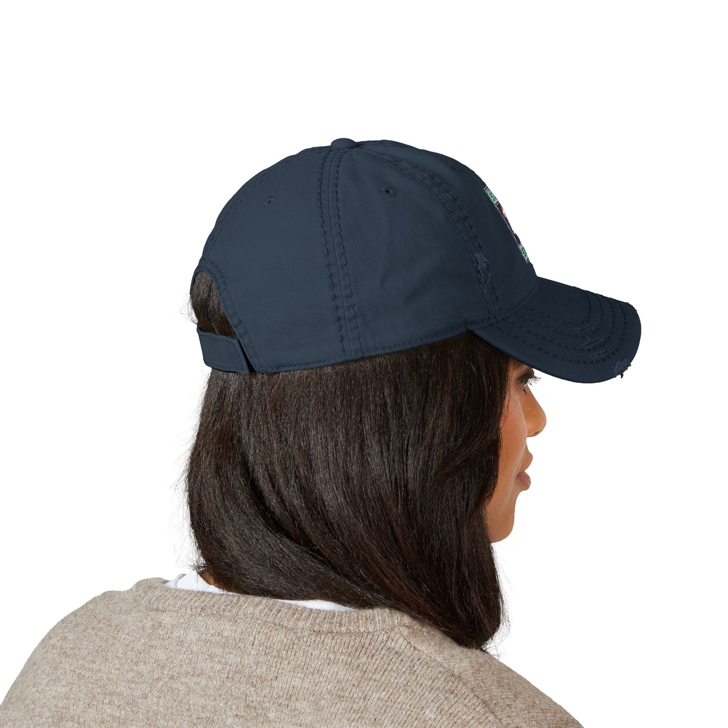 Distressed Embroidered Dad Hat — Vintage Beer Can Logo Cap