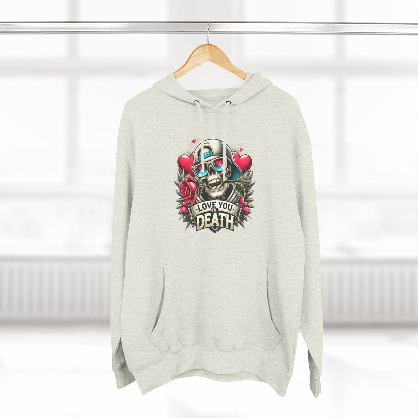 Gothic Love Death Hoodie - Three-Panel Fleece Sweatshirt