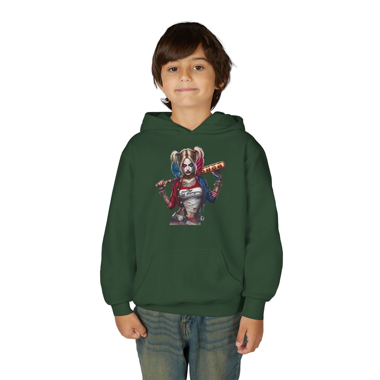 Harley Quinn Inspired Youth Hoodie, Be Unique Be Yourself Sweatshirt, Comic-Con Apparel, Kids Gift, Movie Fan Hoodie
