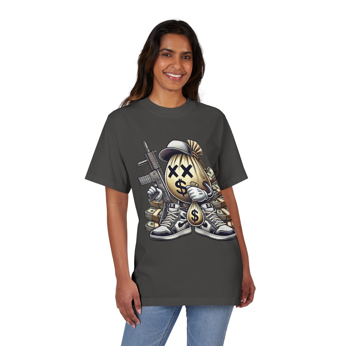 Streetwear Graphic Tee with Money Design, Unisex Casual Shirt, Perfect Gift for Gift for Hustlers, Stylish Relaxed Fit, Trendy Apparel