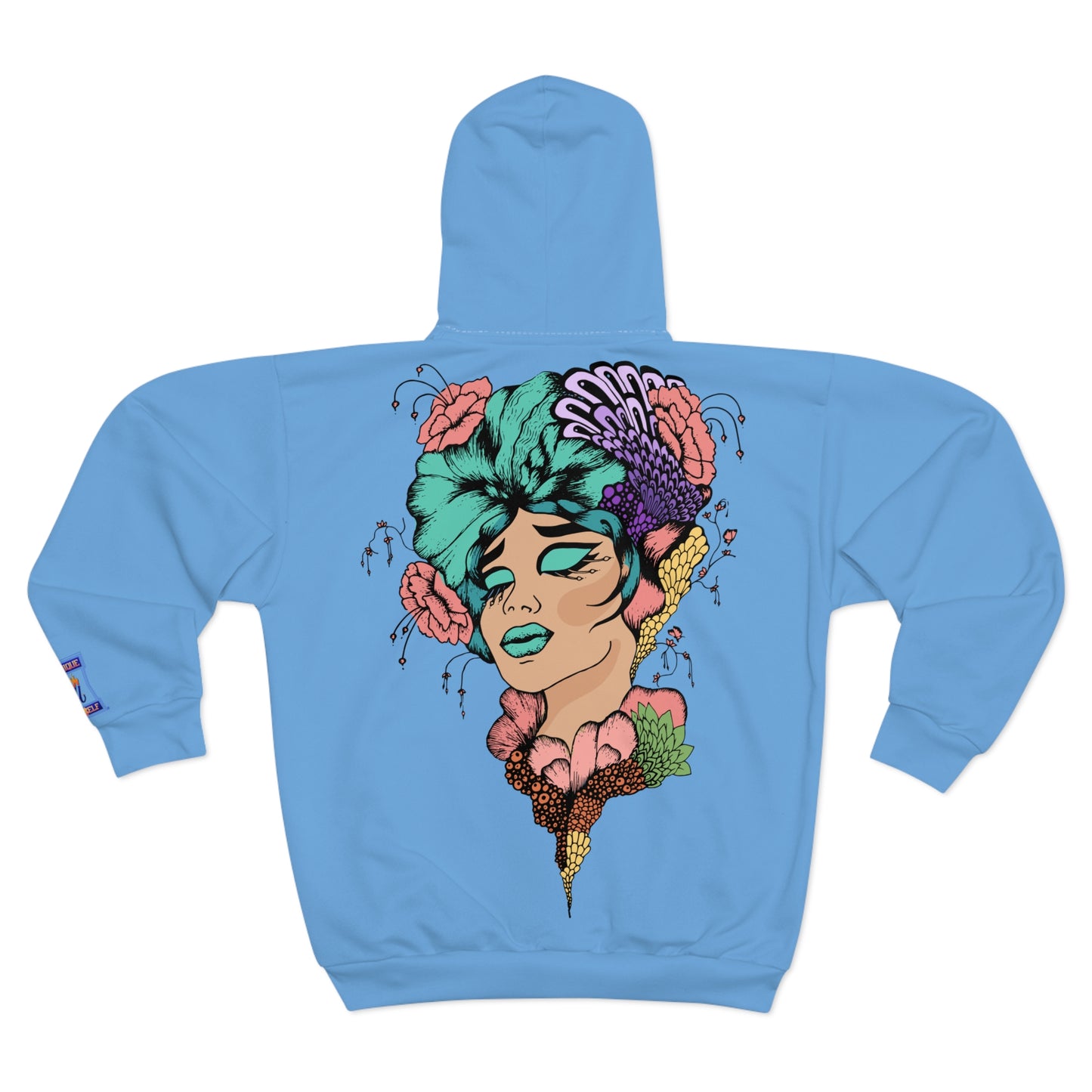 Colorful Floral Art Unisex Zip Hoodie, Artistic Hoodie, Trendy Outerwear, Unique Fashion, Gift for Her