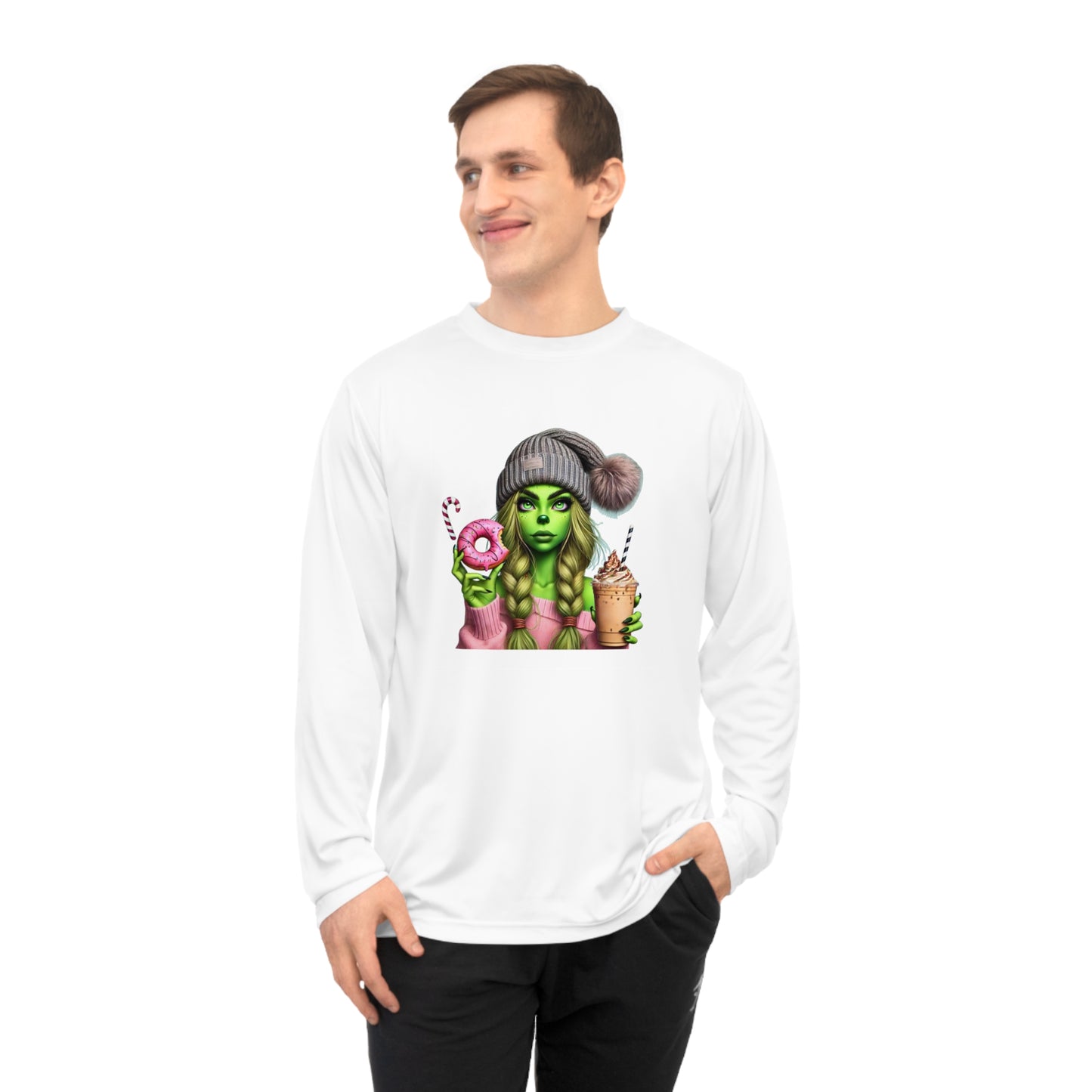 Unisex Performance Long Sleeve Shirt with Fun Green Illustration, Cute Gift for Friends, Ideal for Parties, Festivals, Everyday Wear, [...]