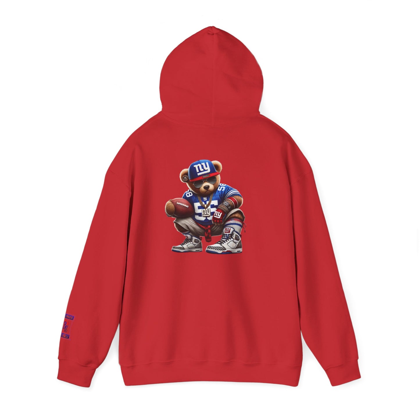 Football Bear Hoodie — Retro NYG Football Player Graphic Sweatshirt