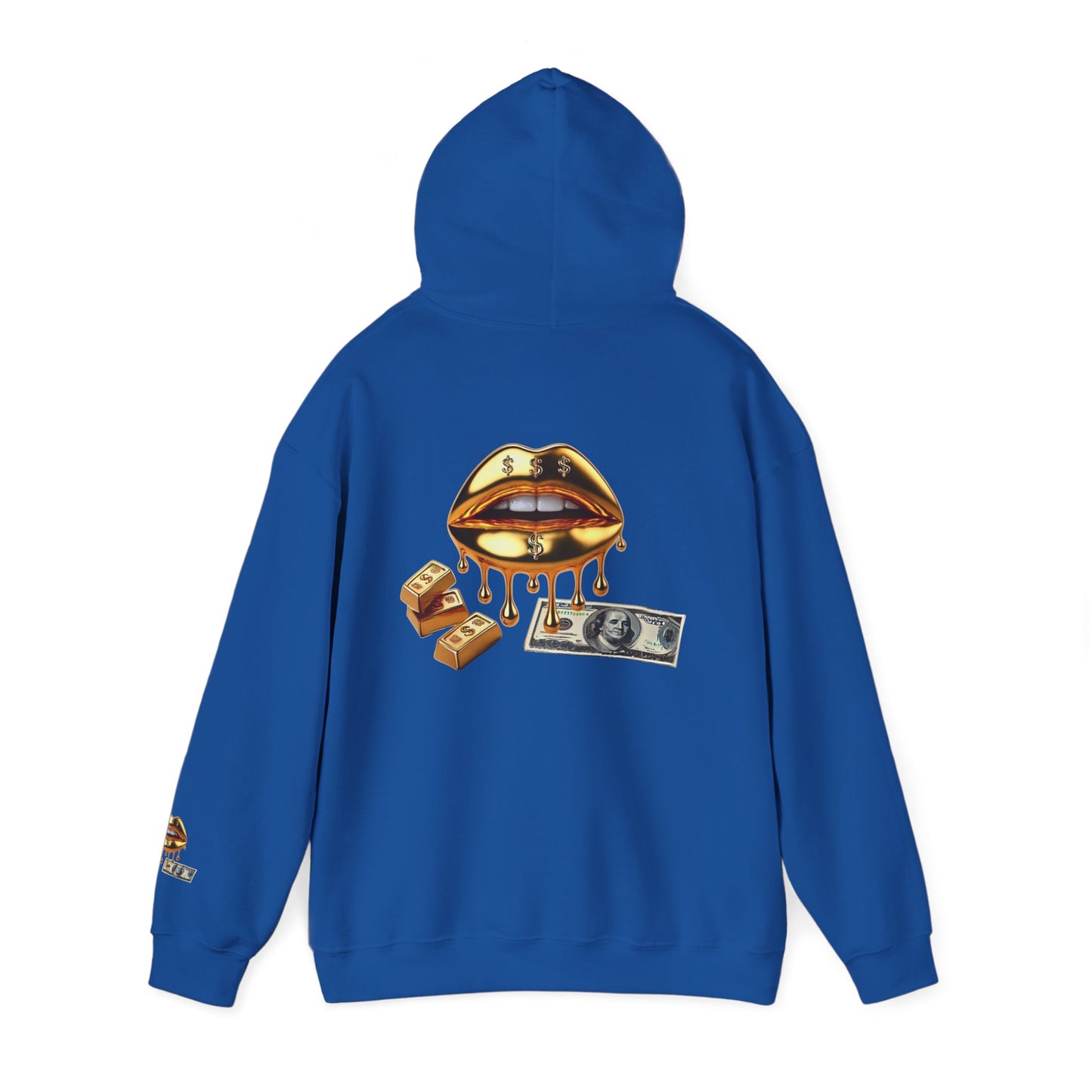 Hoodie — Golden Drip Lips & Money Graphic Pullover