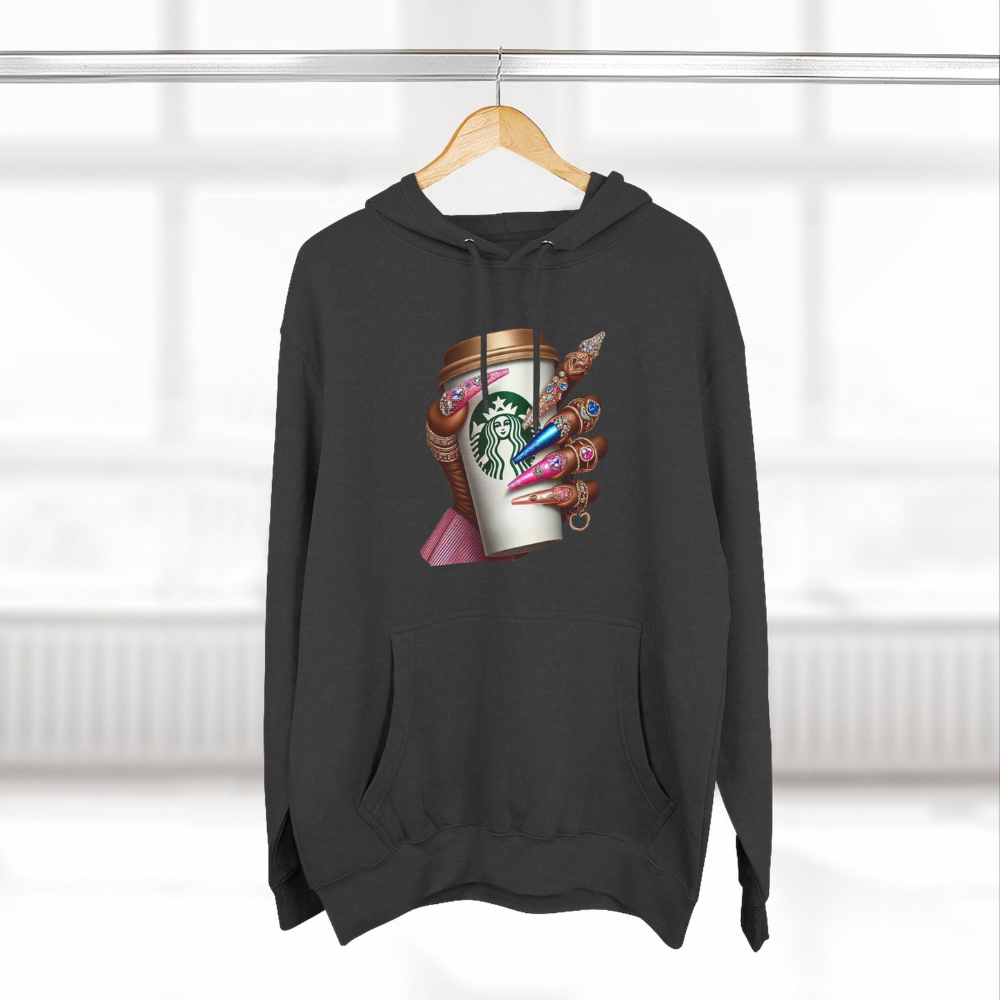 Artistic Coffee Lover's Fleece Hoodie