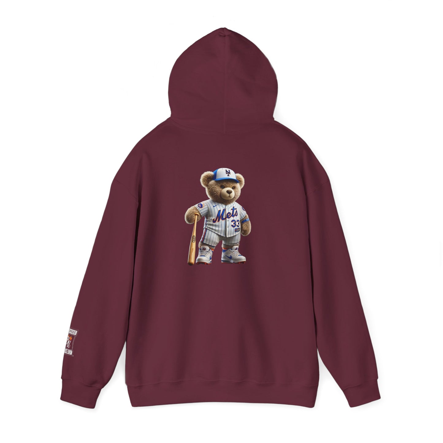 Baseball Teddy Hoodie — Cute Mets Bear Sweatshirt, Fan Gift