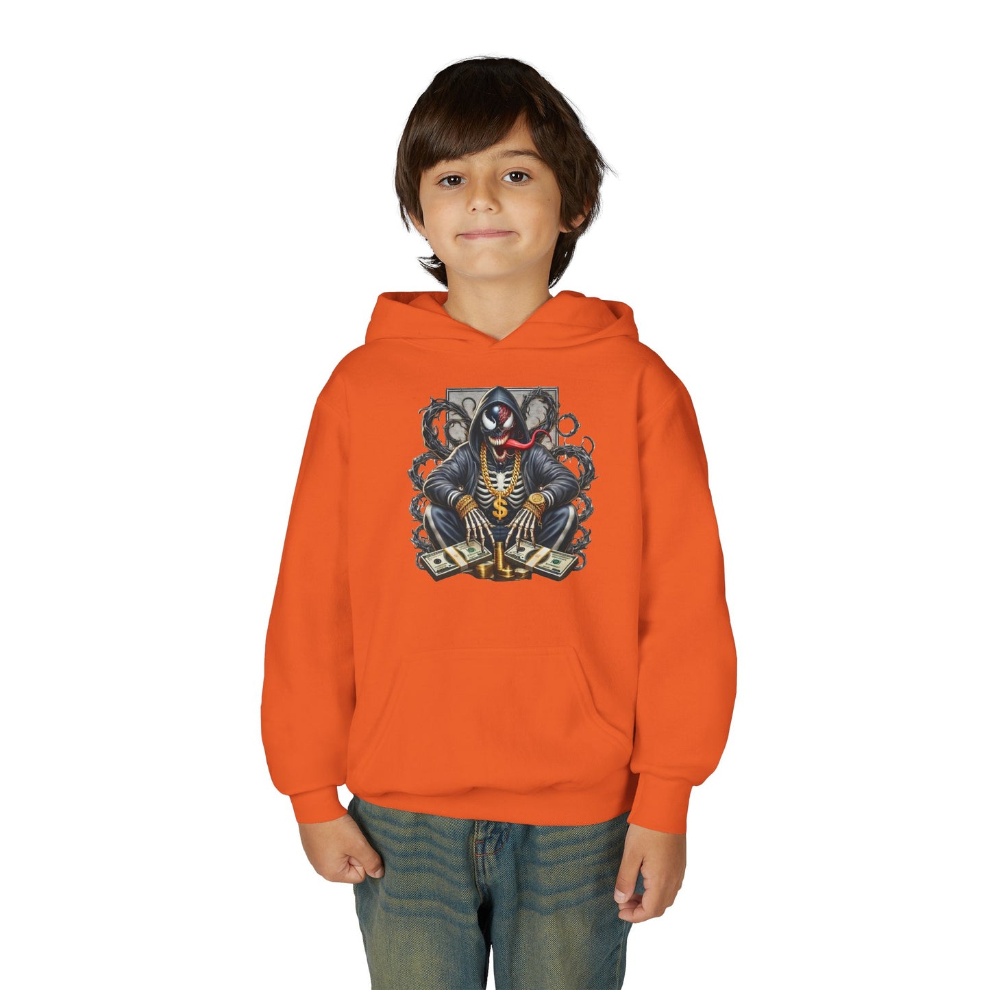 Youth Hoodie — Be Unique Be Urself Graphic Hoodie with Octopus Skull Design
