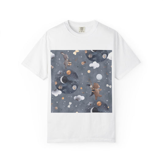 Whimsical Space-Themed T-Shirt, Unisex Graphic Tee, Comfortable Casual Wear, Unique Gift for Friends, Everyday Style, Be Unique Be Yourself