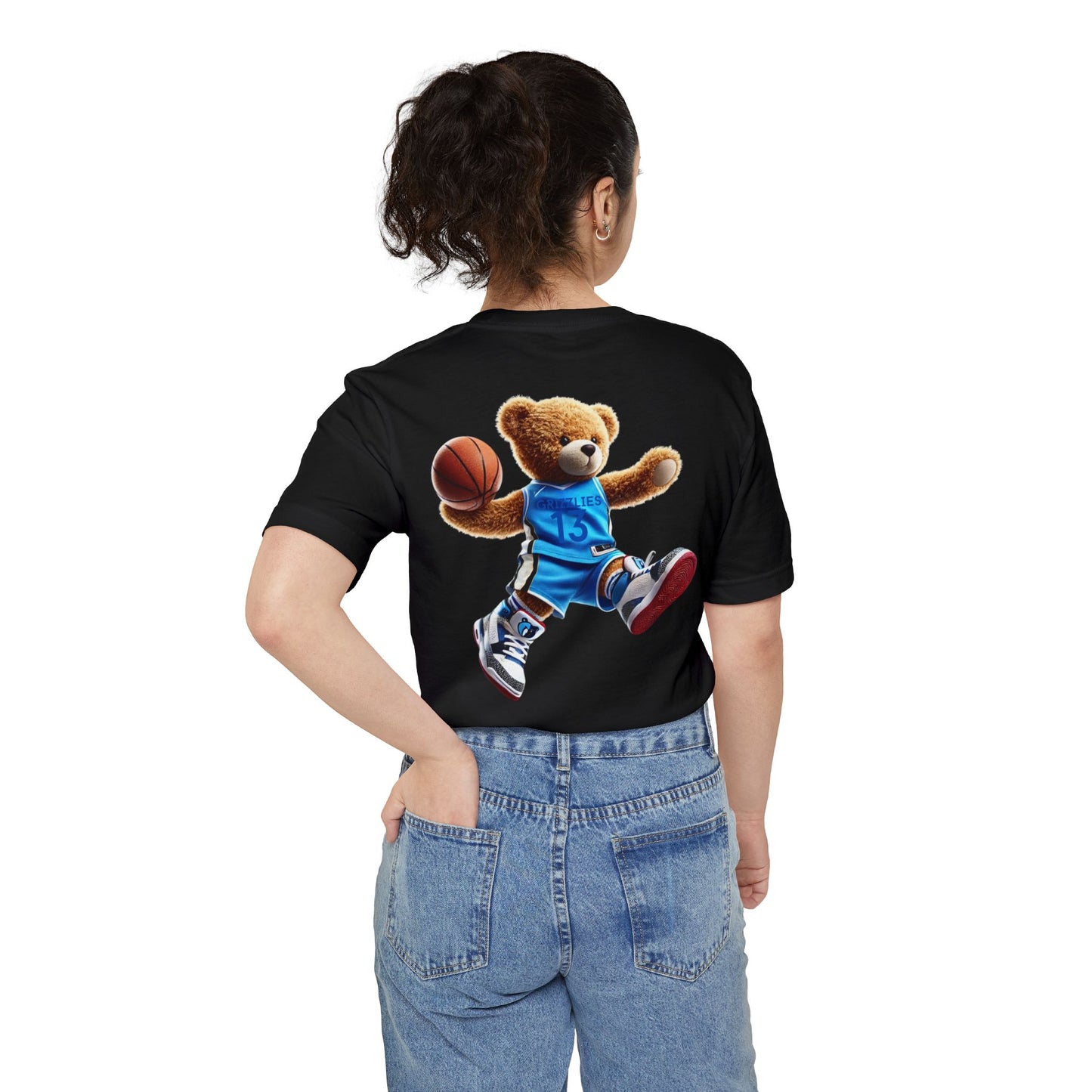 Fun Basketball Bear Pocket T-shirt, Casual Tee for Sports Lovers, Gifts for Him, Unisex Streetwear, Summer Essentials