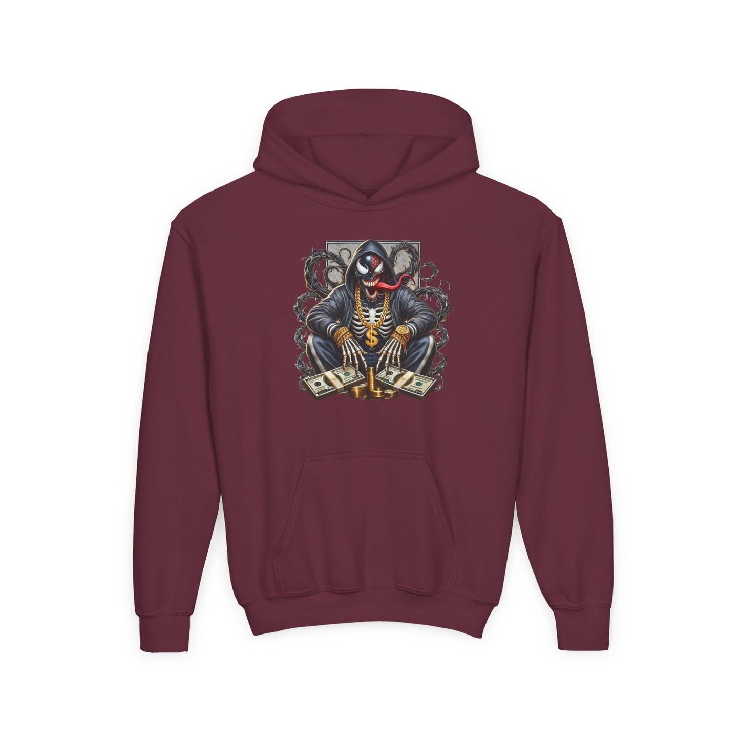 Youth Hoodie — Be Unique Be Urself Graphic Hoodie with Octopus Skull Design