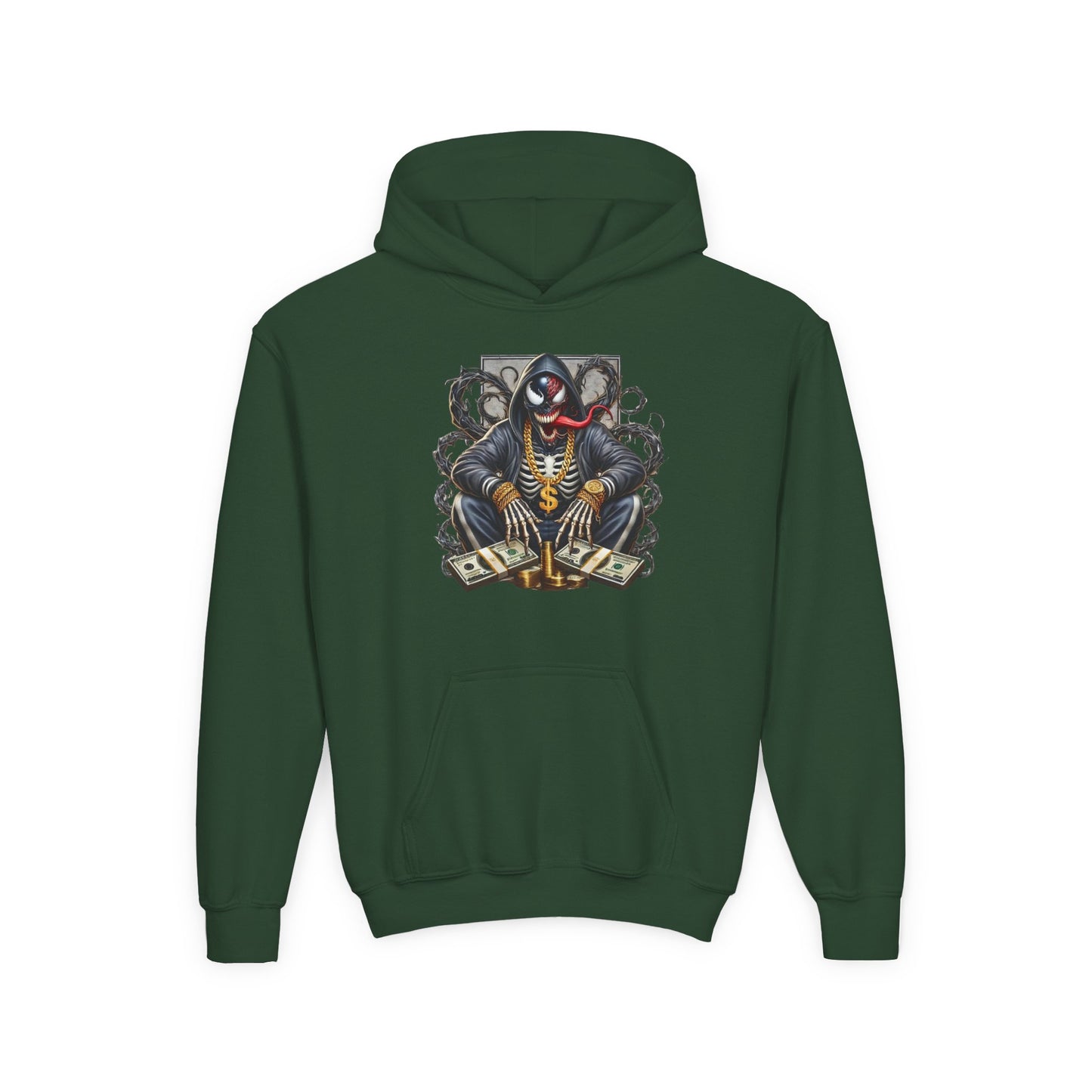 Youth Hoodie — Be Unique Be Urself Graphic Hoodie with Octopus Skull Design