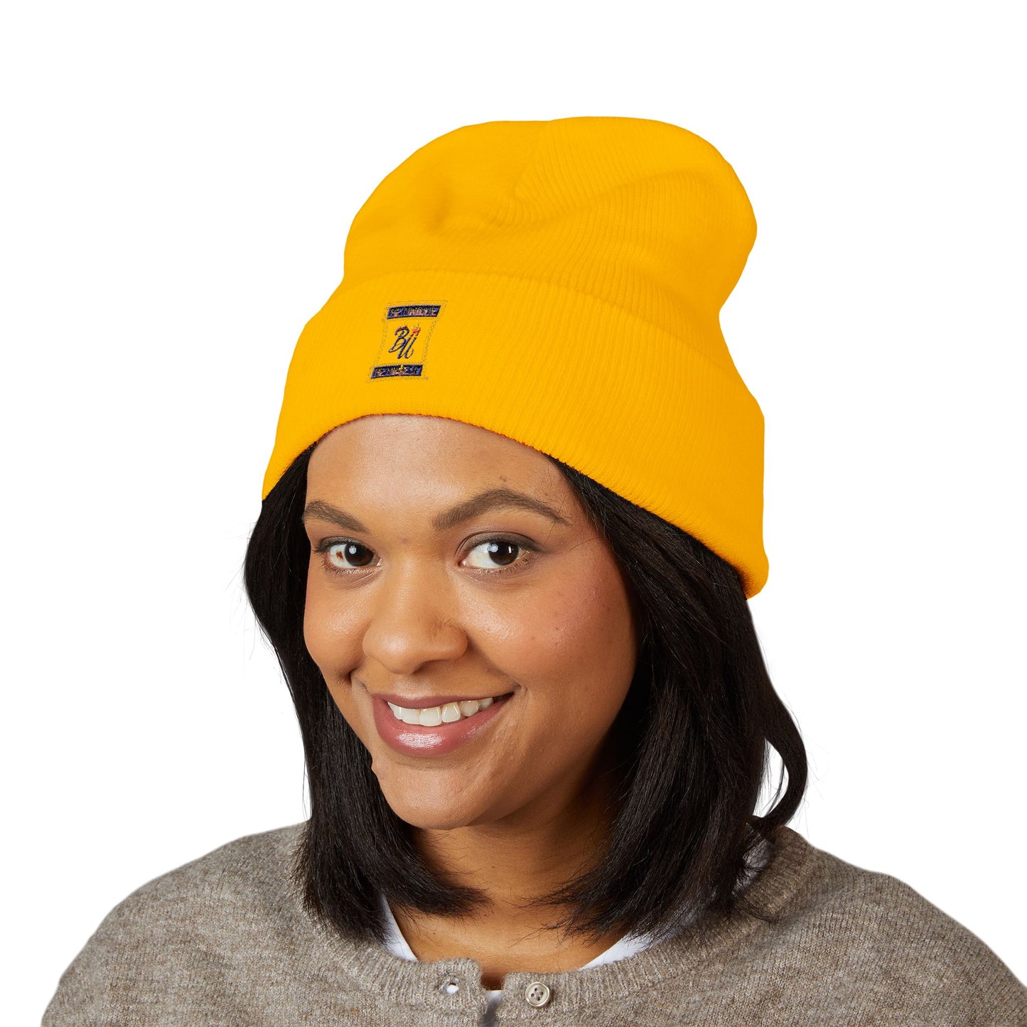 Classic Cuffed Beanie with Bold Embroidery, Cozy Winter Hat, Stylish Knit Cap, Perfect Gift for Her, Unisex Beanie