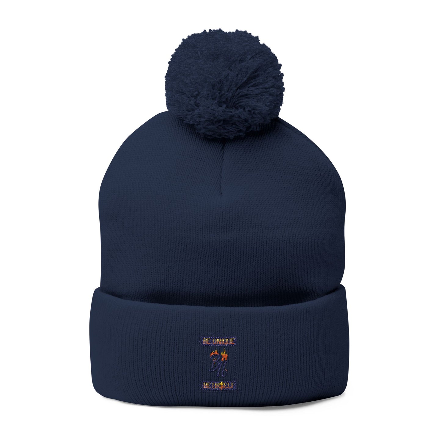 Cozy Pom-Pom Knit Cap with Unique Embroidery, Winter Hat, Beanie for Men & Women, Gift for Him/Her, Perfect for Outdoor Activities
