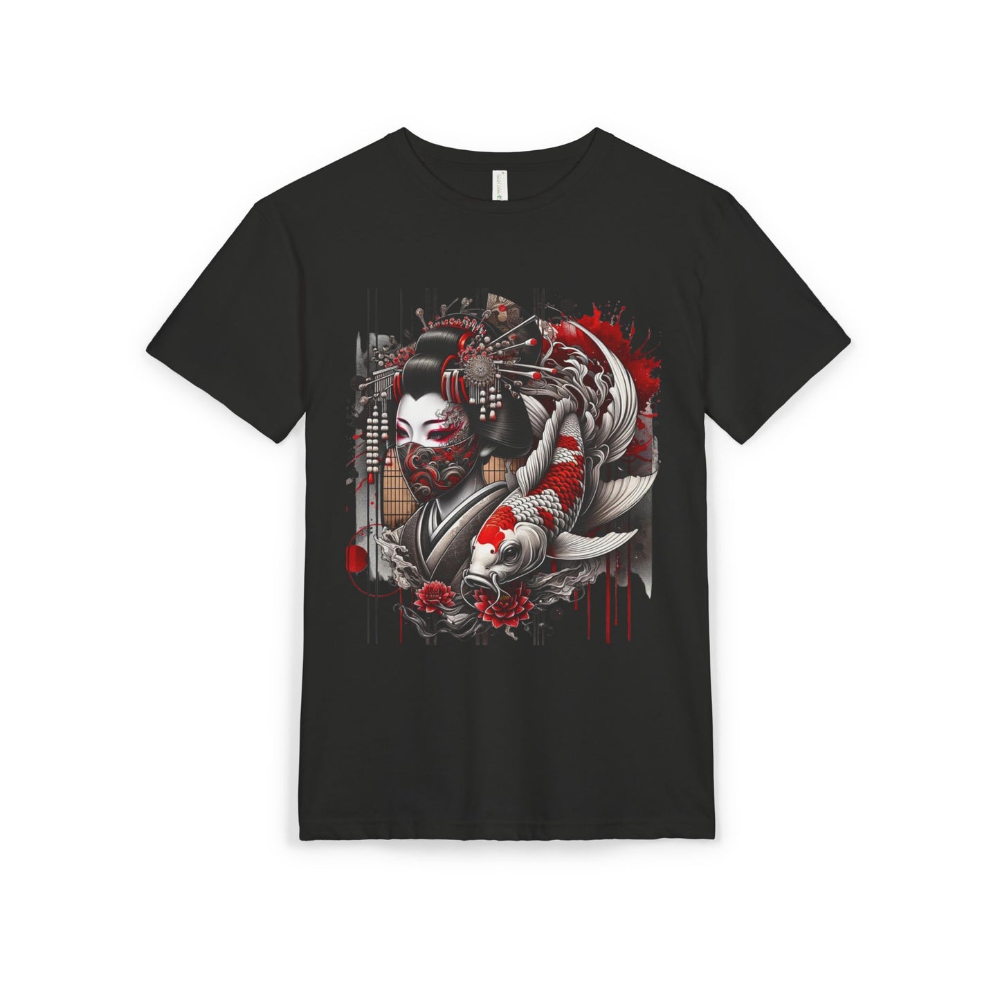 Sueded Graphic Tee, Japanese Art T-Shirt, Koi Fish Design Shirt, Unisex Casual Wear, Unique Gift for Art Lovers