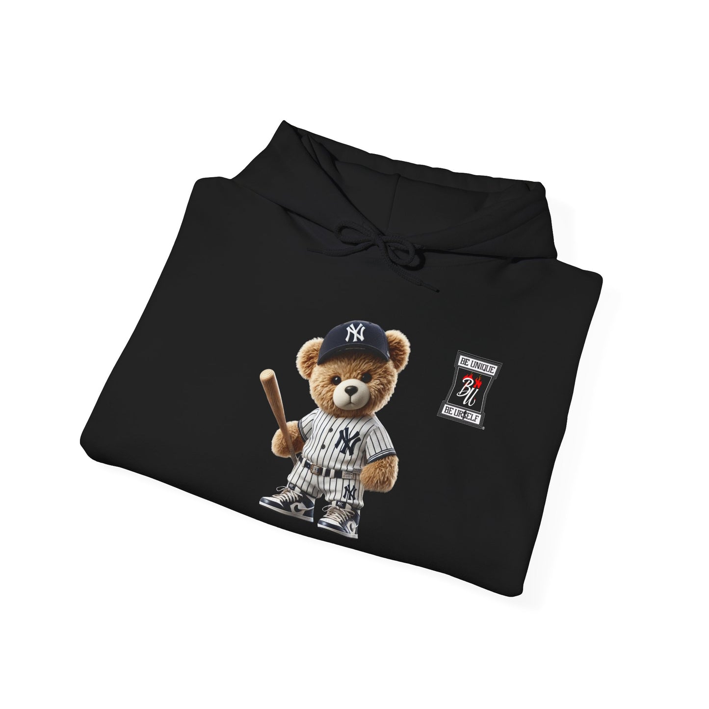 Baseball Teddy Hoodie — Cute Batting Bear Pullover for Fans