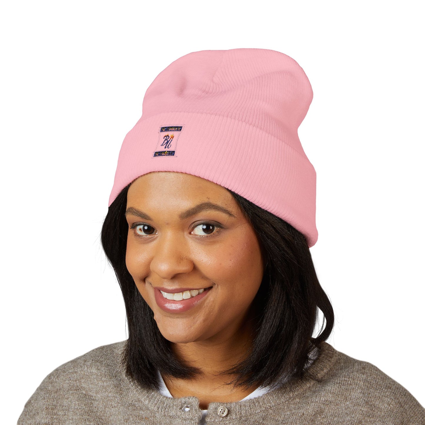 Classic Cuffed Beanie with Bold Embroidery, Cozy Winter Hat, Stylish Knit Cap, Perfect Gift for Her, Unisex Beanie