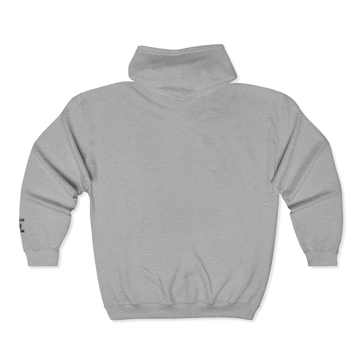 Black Full-Zip Hoodie with Minimalist Motorcycle Club Patch Design