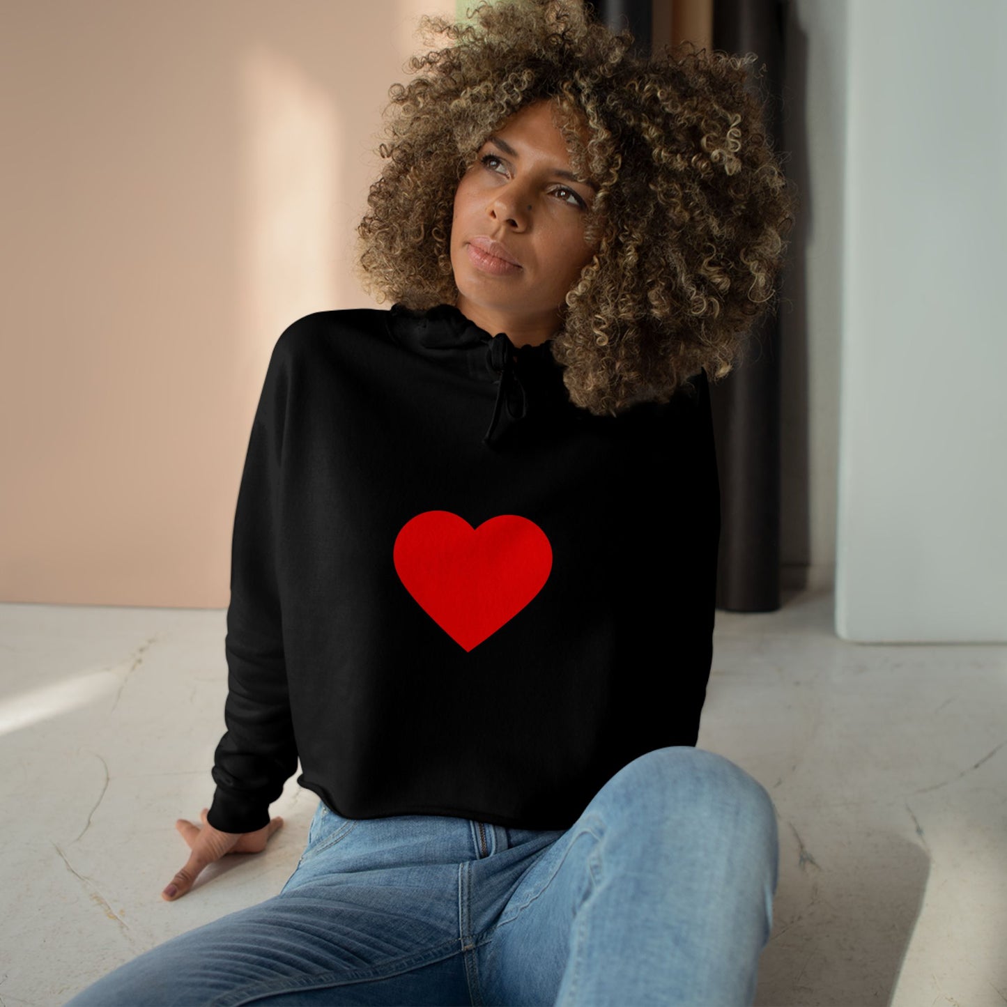 Trendy Crop Hoodie with Heart and Unique Message, Casual Hoodie, Gift for Her, Summer Fashion, Streetwear