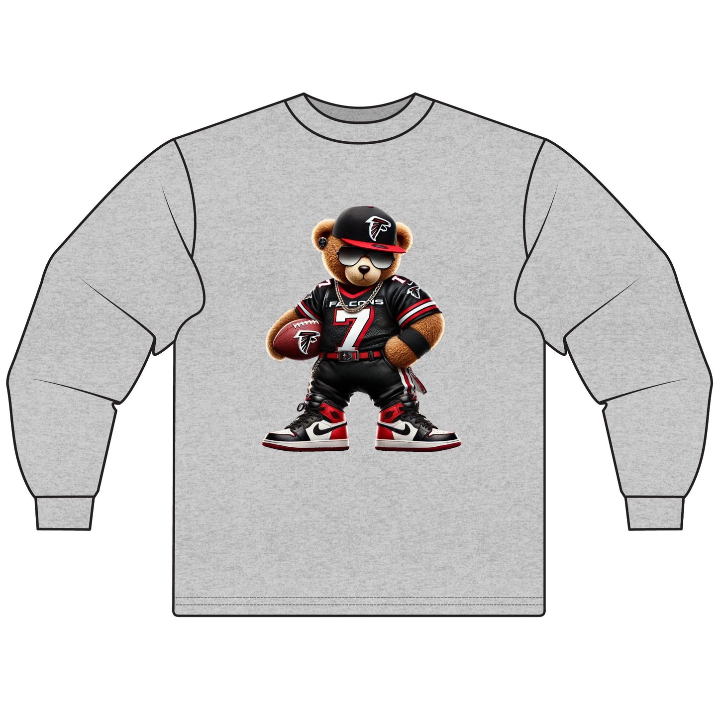 Stylish Unisex Long Sleeve T-Shirt featuring Trendy Bear Design, Casual Wear, Gift for Sports Fans, Cozy Outfit, Everyday Comfort