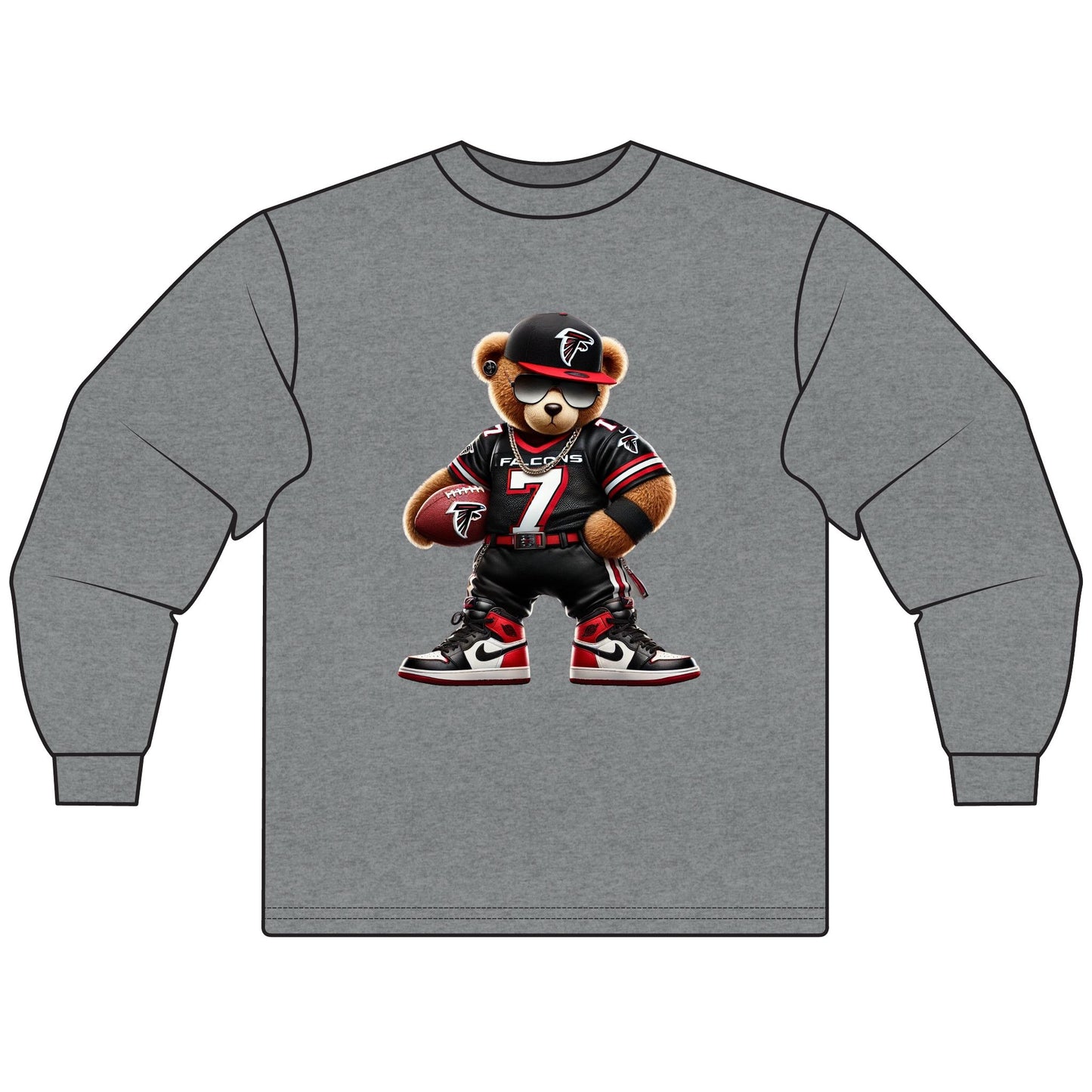 Stylish Unisex Long Sleeve T-Shirt featuring Trendy Bear Design, Casual Wear, Gift for Sports Fans, Cozy Outfit, Everyday Comfort