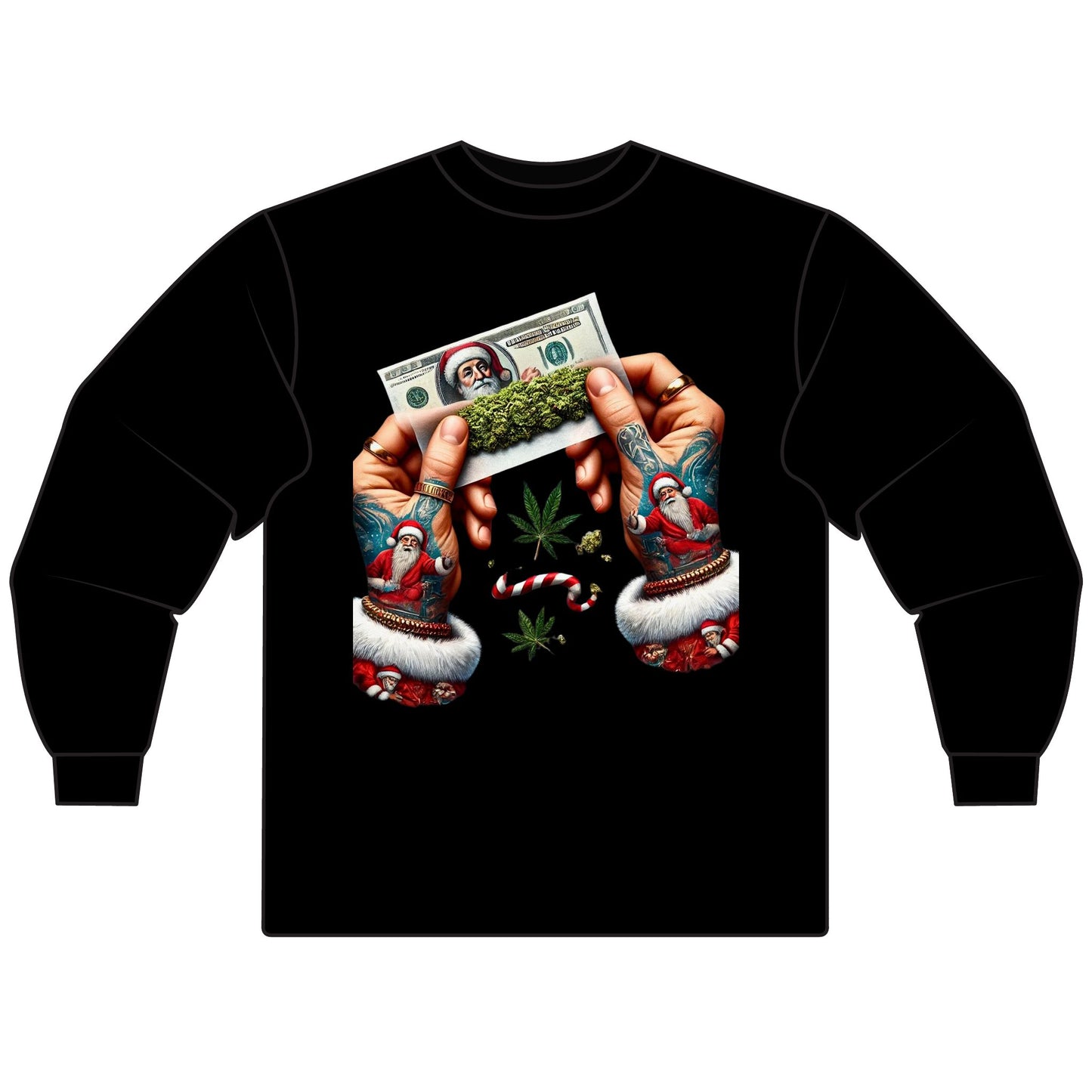 Holiday Vibes Unisex Long Sleeve T-Shirt, Christmas Gift, Cannabis Lover Shirt, Unique Holiday Apparel, Festive Tee, Unisex Tee